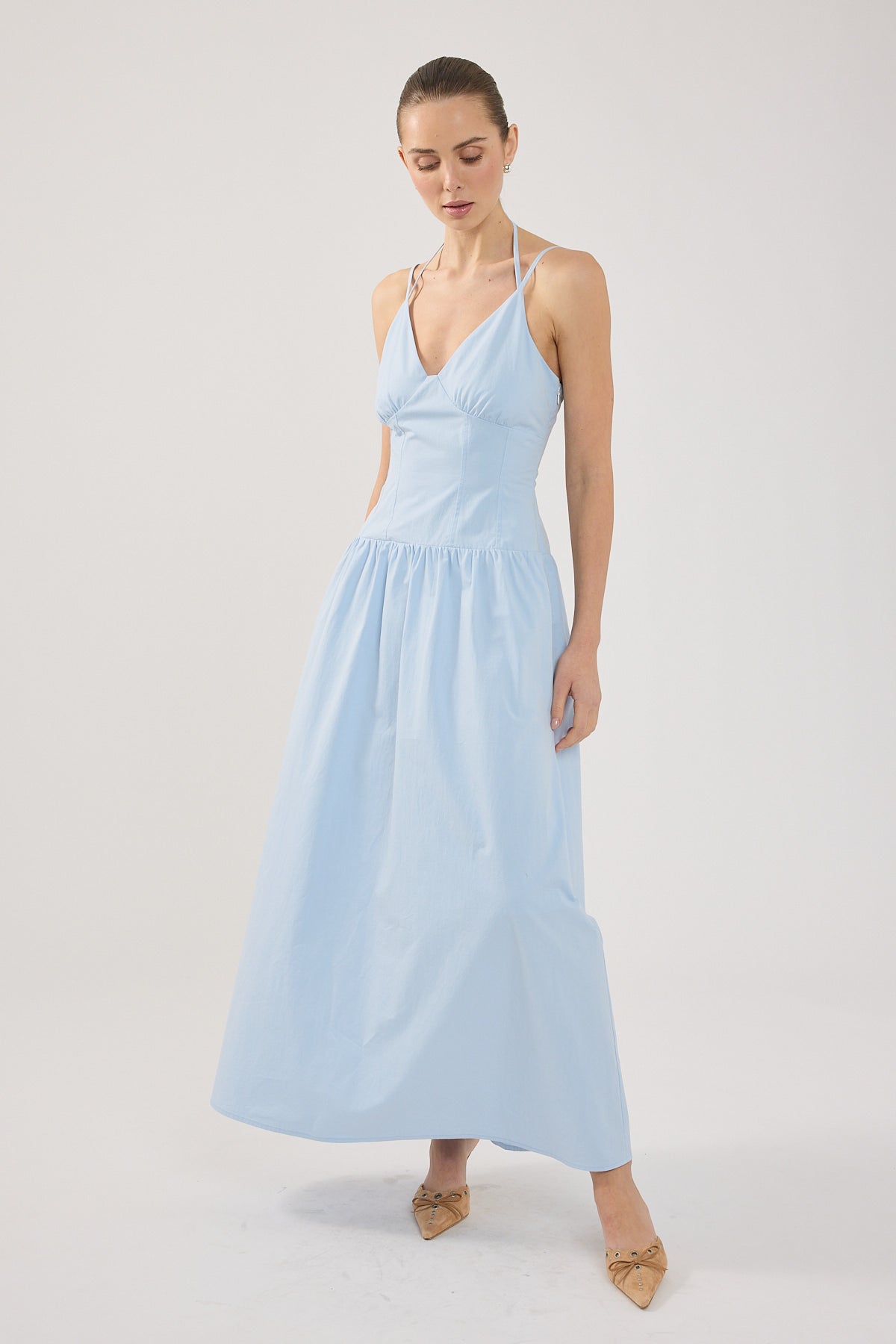 Perfect Stranger Beau Dropwaist Maxi Dress Light Blue