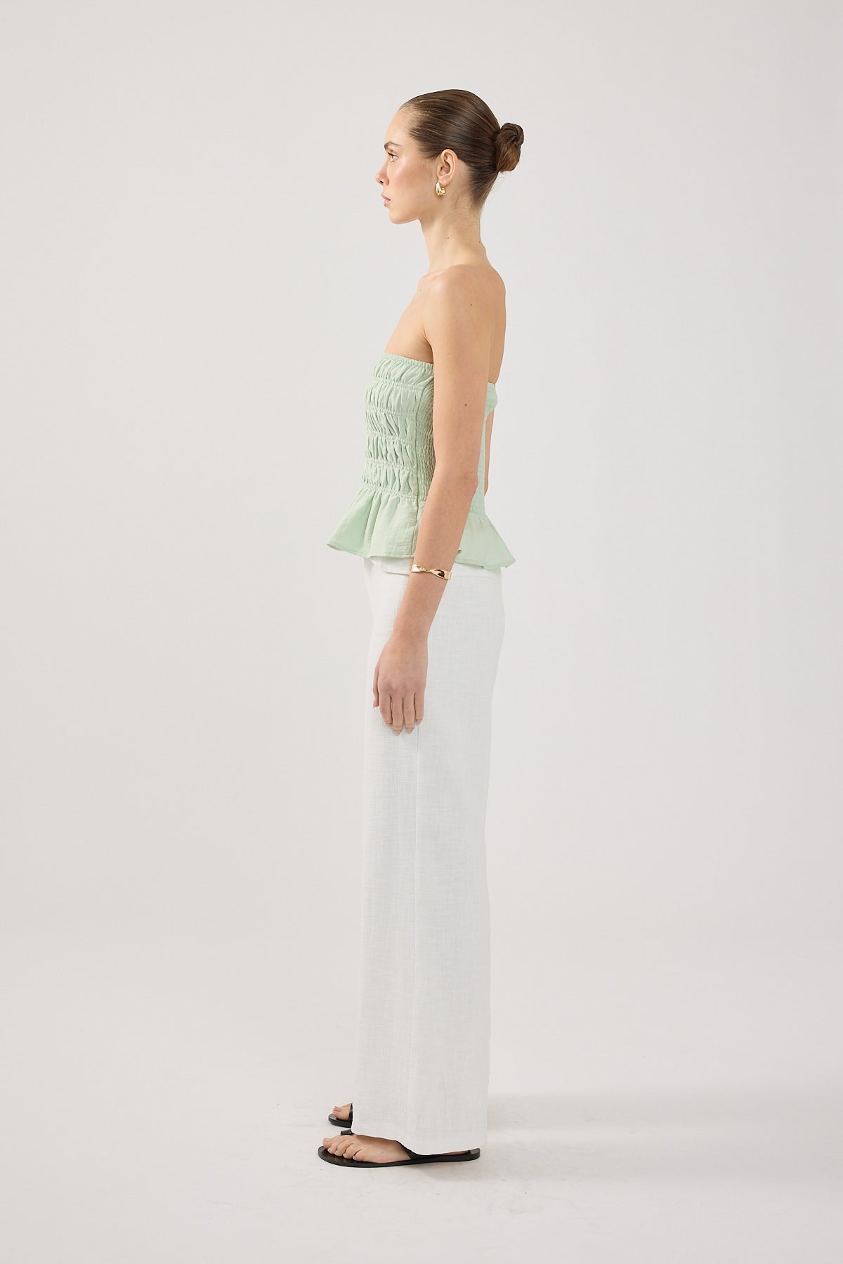 Perfect Stranger Alina Shirred Strapless Top Mint