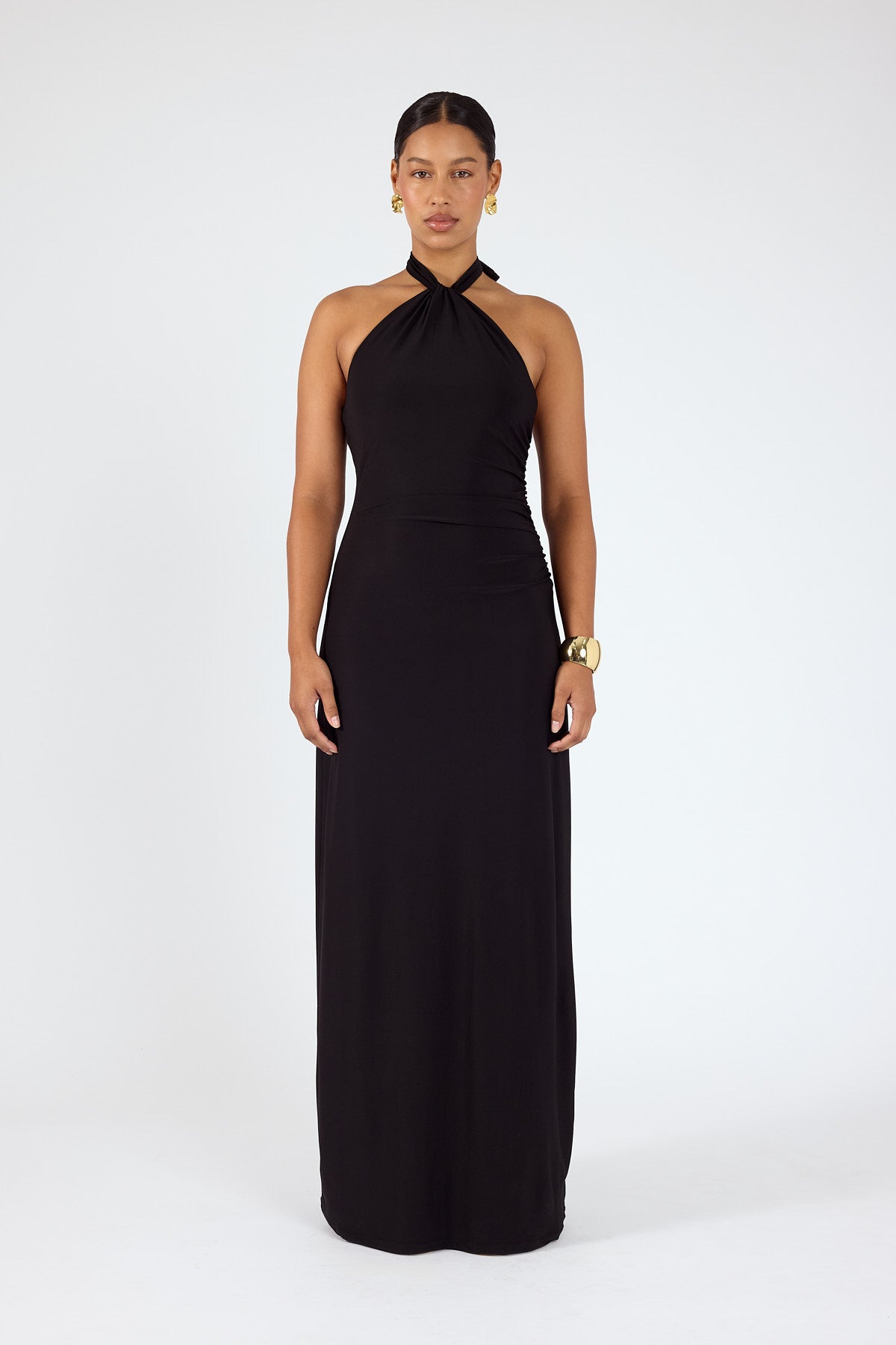 Perfect Stranger Isla Halter Twist Maxi Dress Black