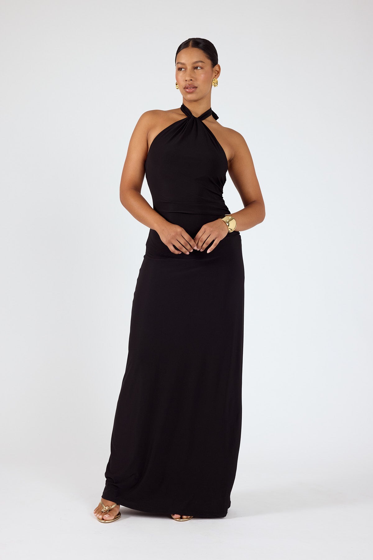 Perfect Stranger Isla Halter Twist Maxi Dress Black