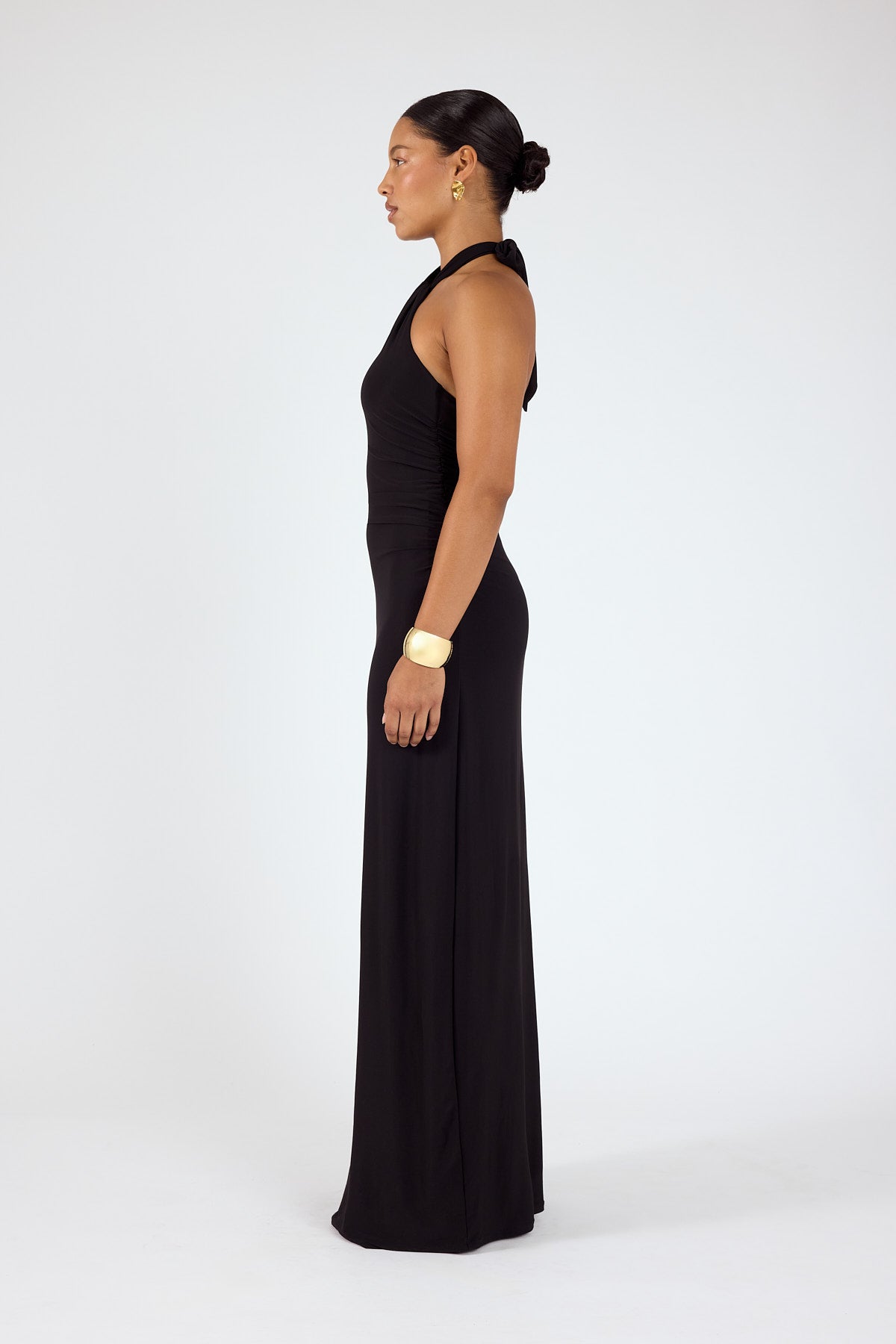 Perfect Stranger Isla Halter Twist Maxi Dress Black