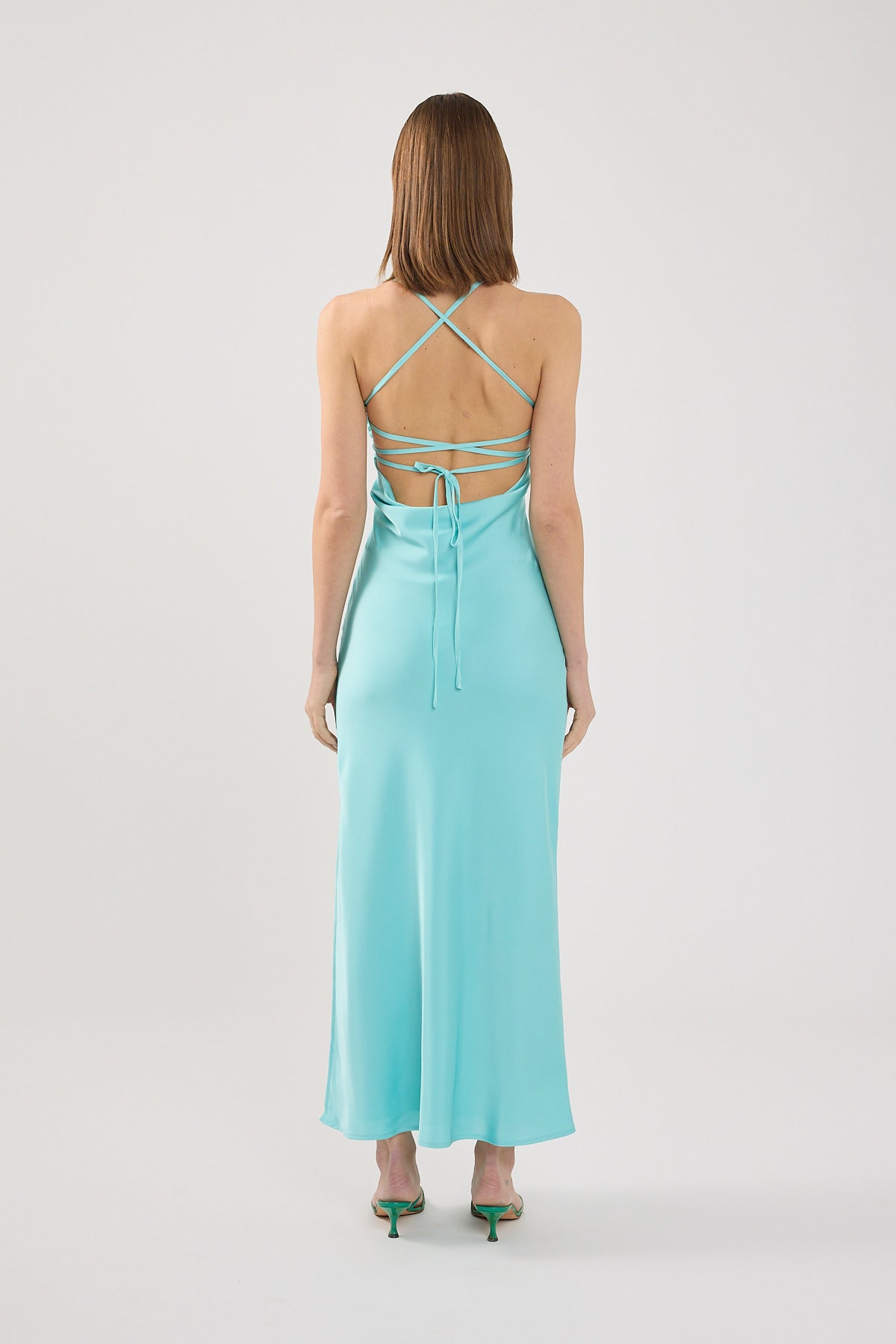 Perfect Stranger Colette Lace up Maxi Dress Turquoise