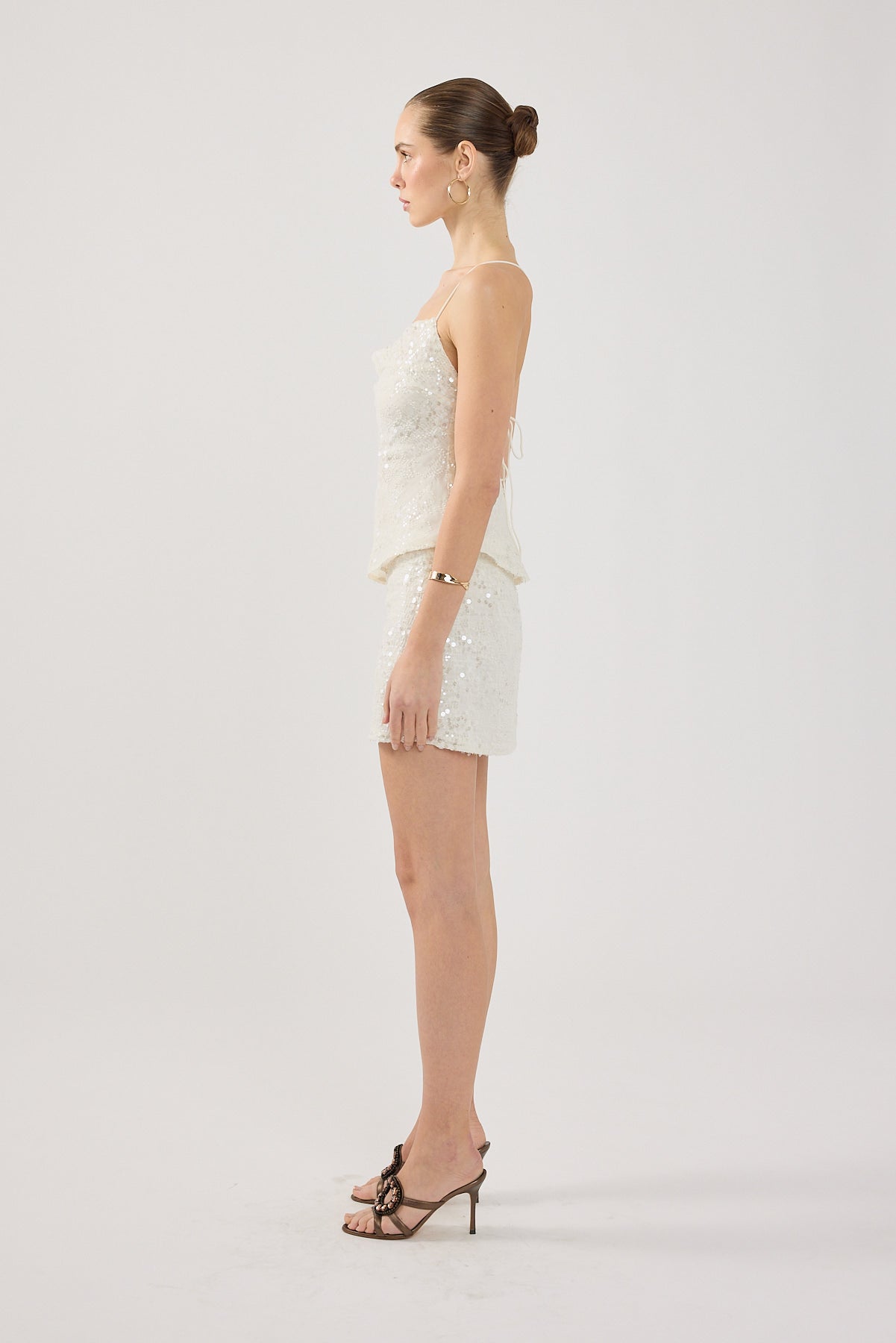 Perfect Stranger Essie Sequin Halter Top Off White