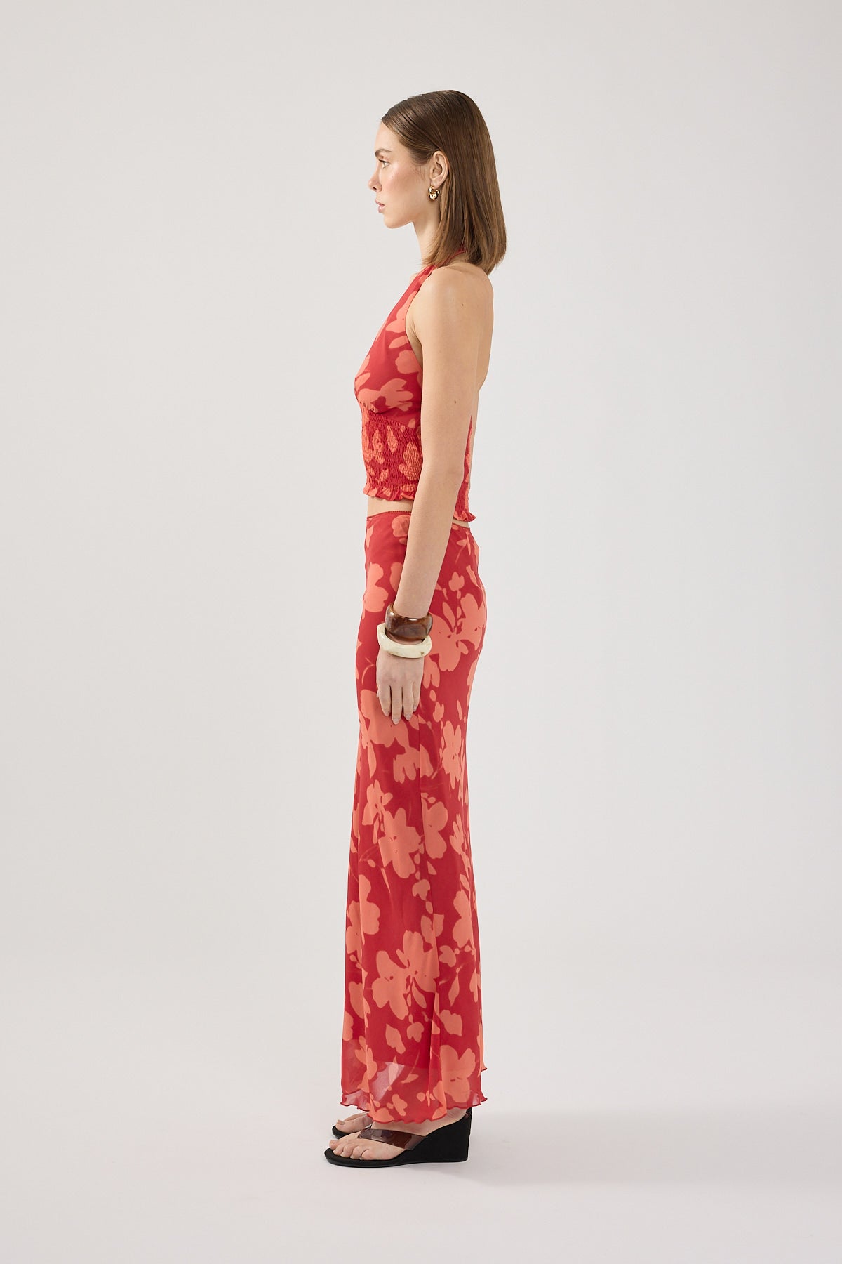 Perfect Stranger Zinna Maxi Skirt Red Print