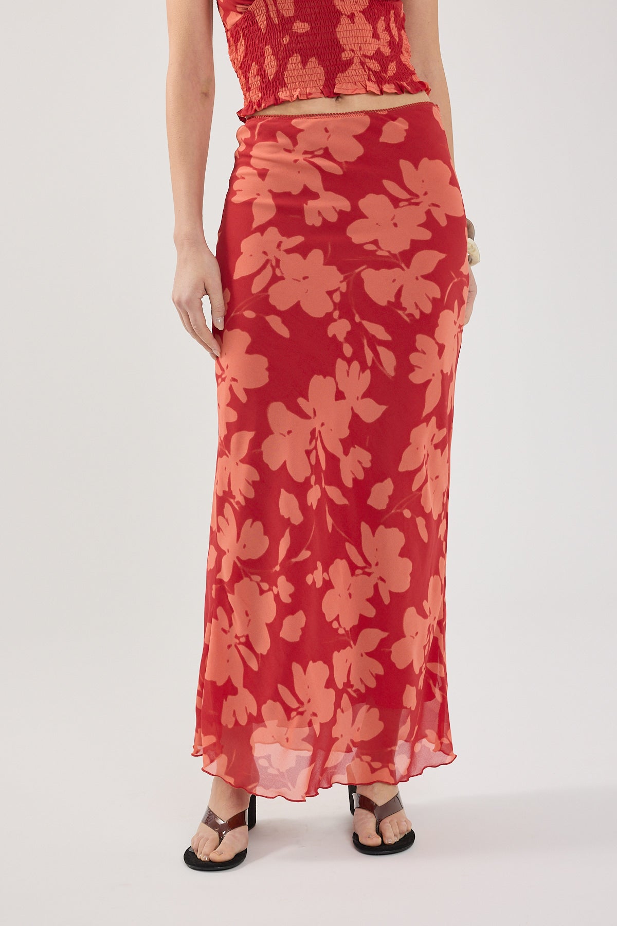 Perfect Stranger Zinna Maxi Skirt Red Print