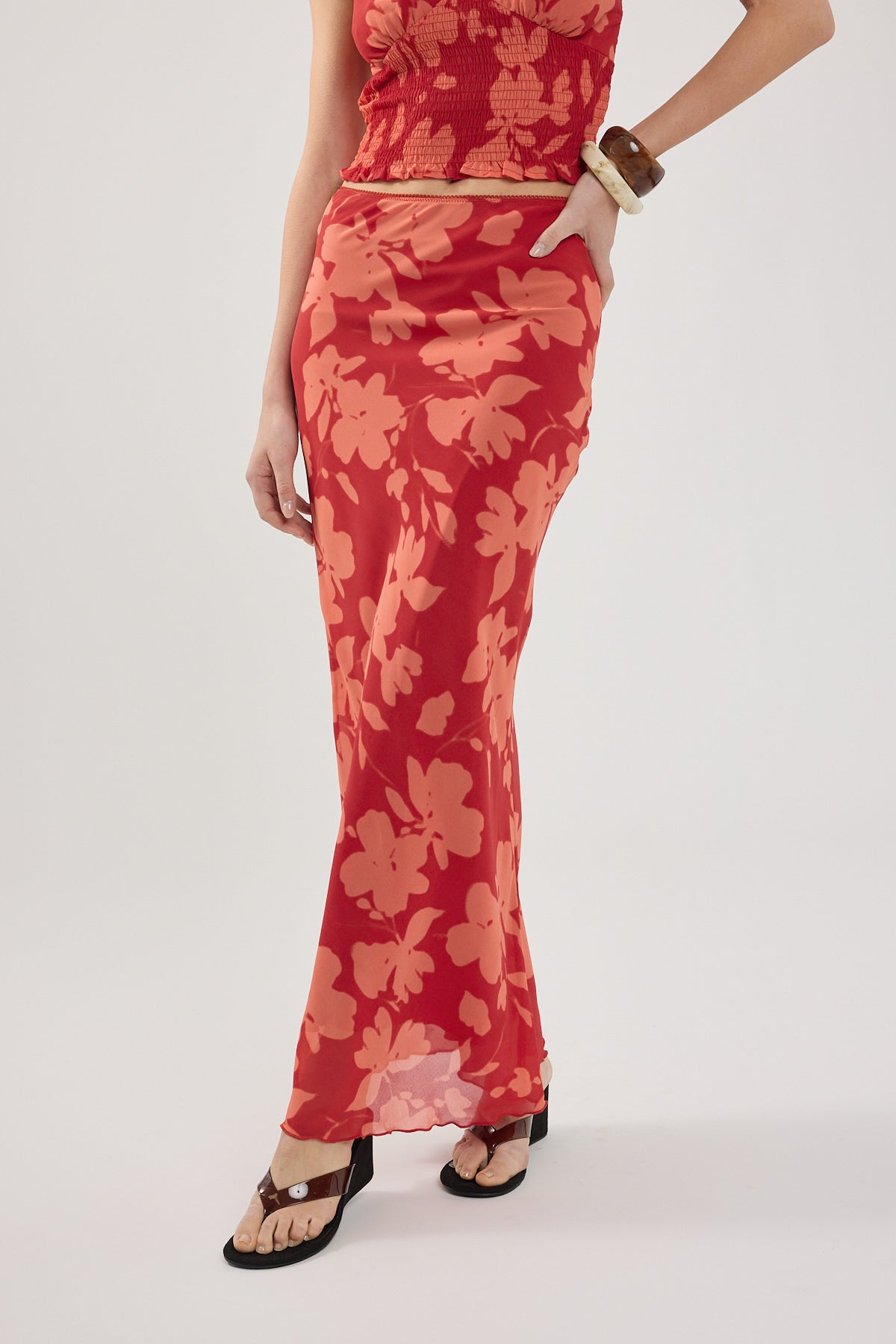 Perfect Stranger Zinna Maxi Skirt Red Print
