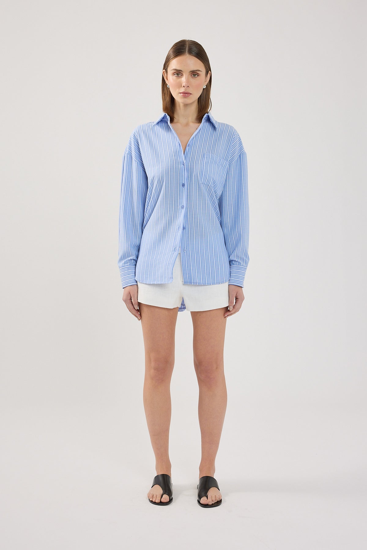 Perfect Stranger Hanna Striped Oversized Shirt Blue Stripe