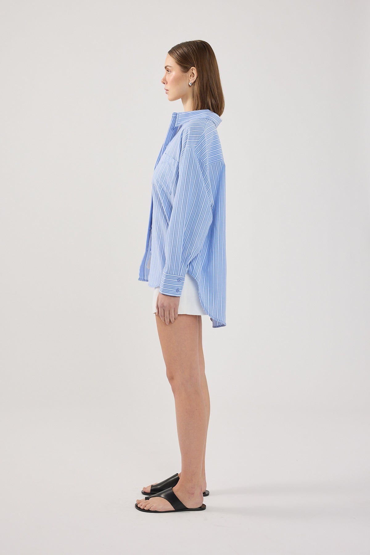 Perfect Stranger Hanna Striped Oversized Shirt Blue Stripe