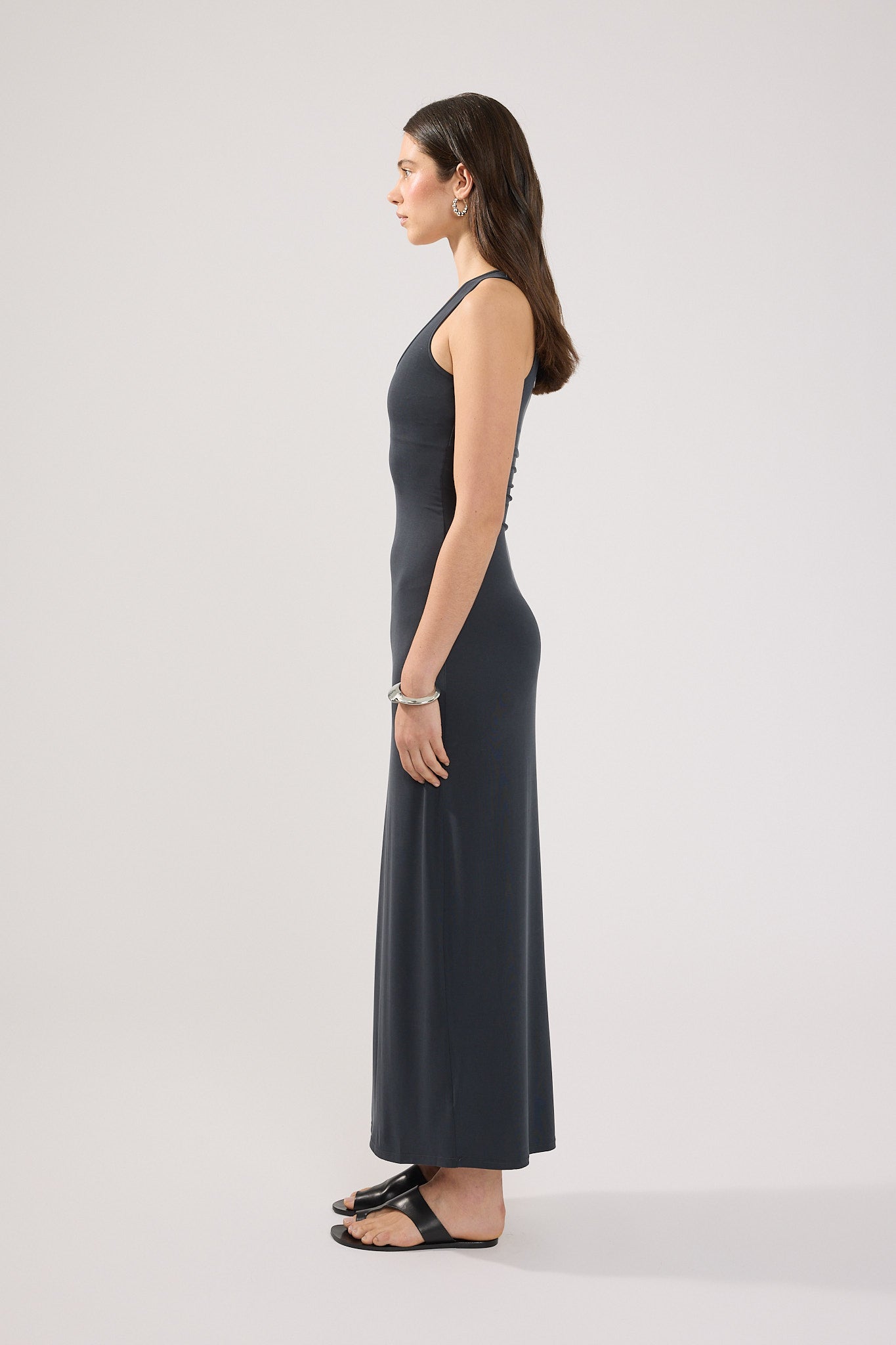 Perfect Stranger Silas Racer Back Maxi Dress Charcoal