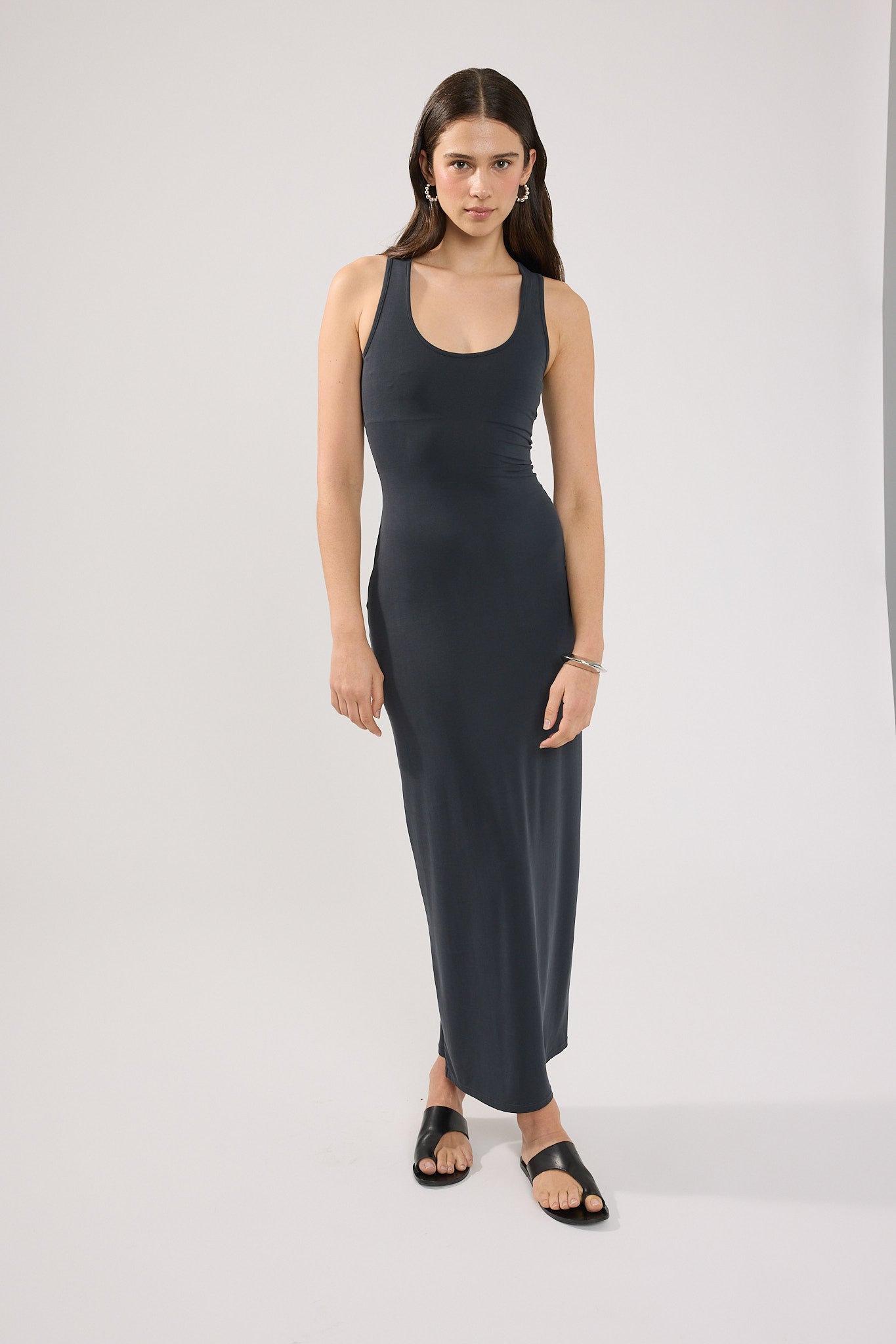 Perfect Stranger Silas Racer Back Maxi Dress Charcoal
