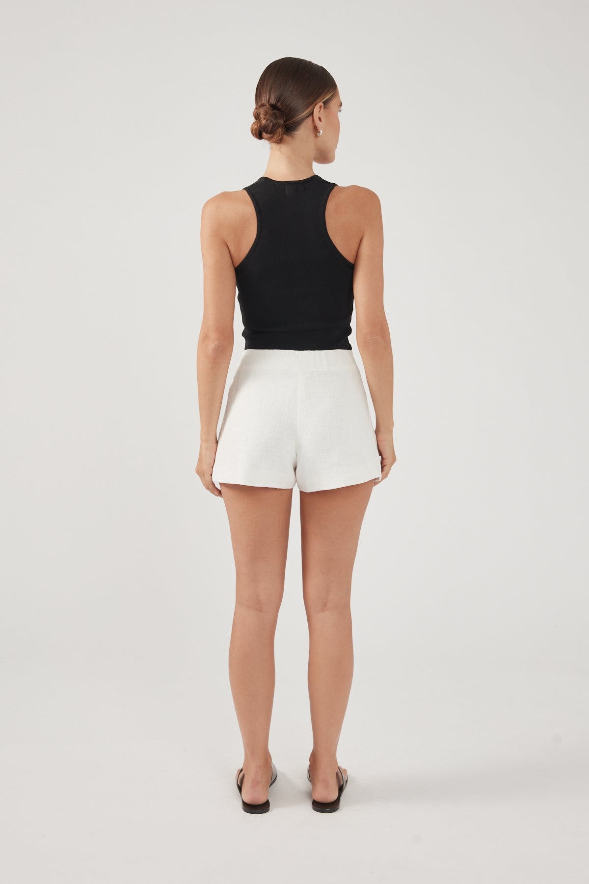 Perfect Stranger Maui Buckle Low Rise Linen Shorts White