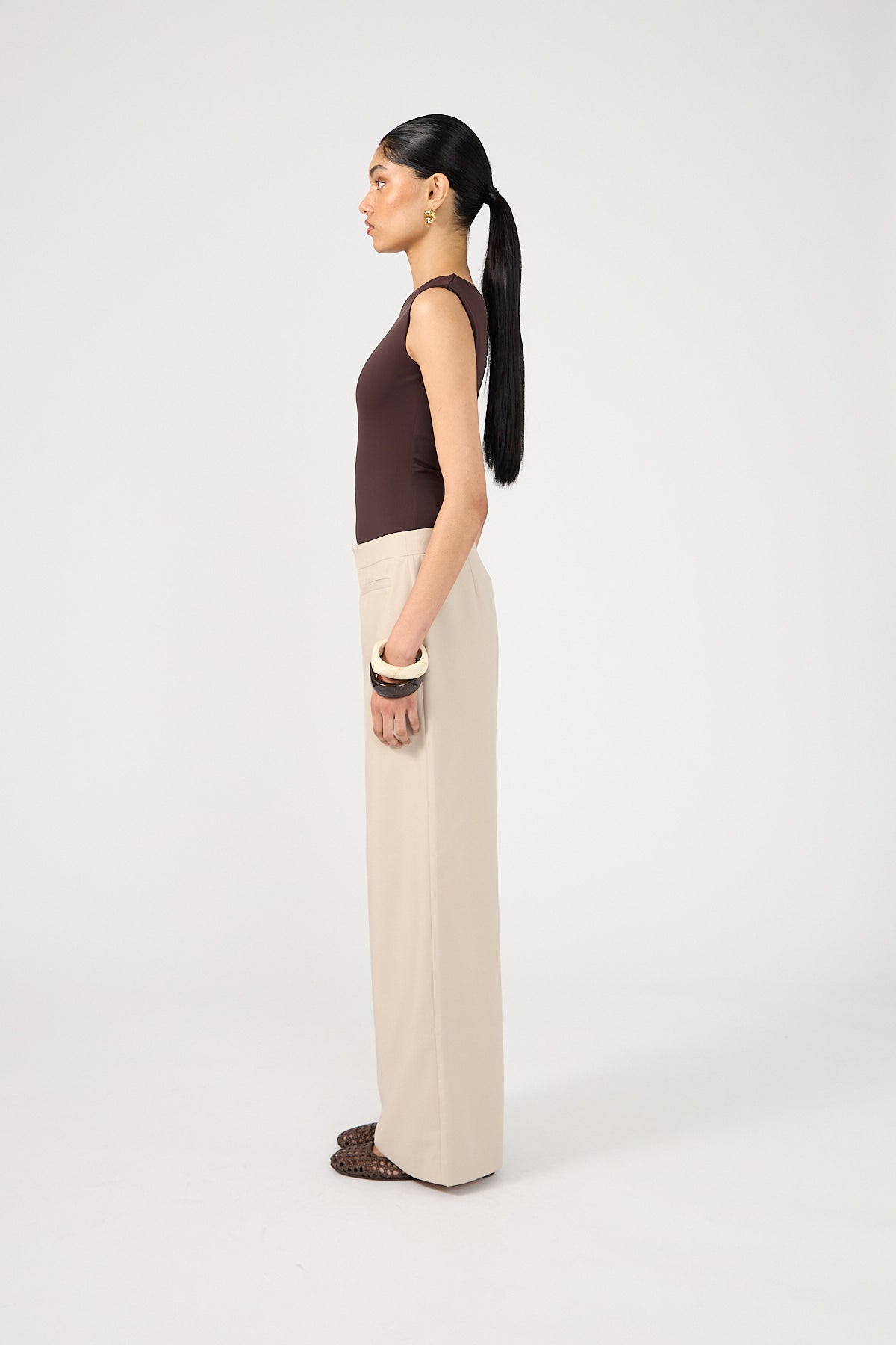 Perfect Stranger Odessa Mid Rise Tailored Pant Beige