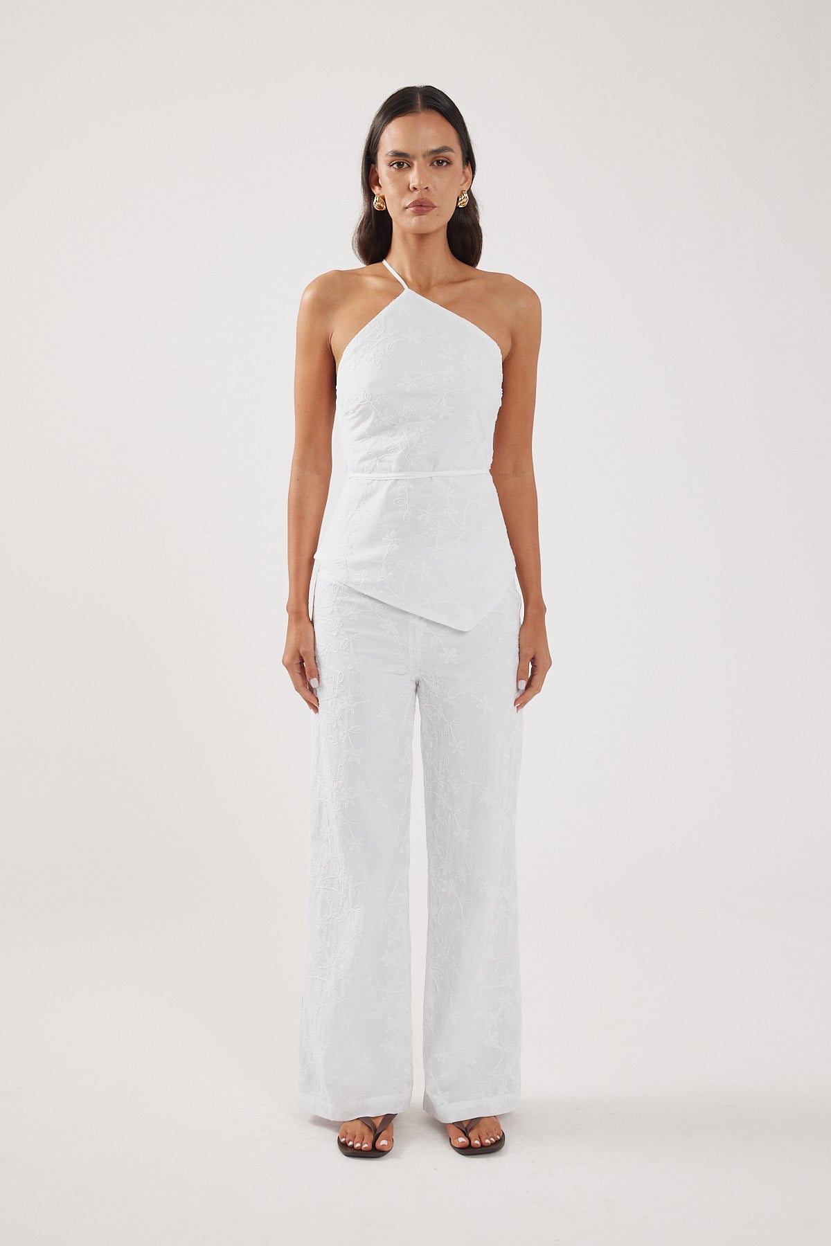 Perfect Stranger Pascal Jacquard Asymmetrical Top White