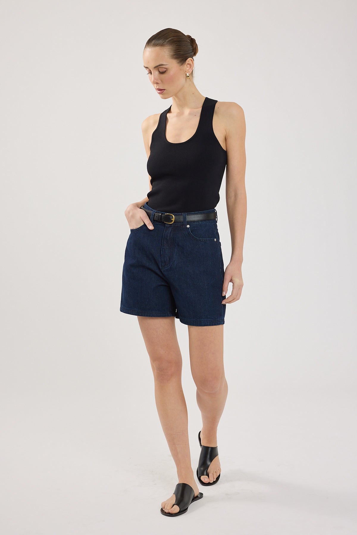 Perfect Stranger High Rise Denim Short Indigo Denim