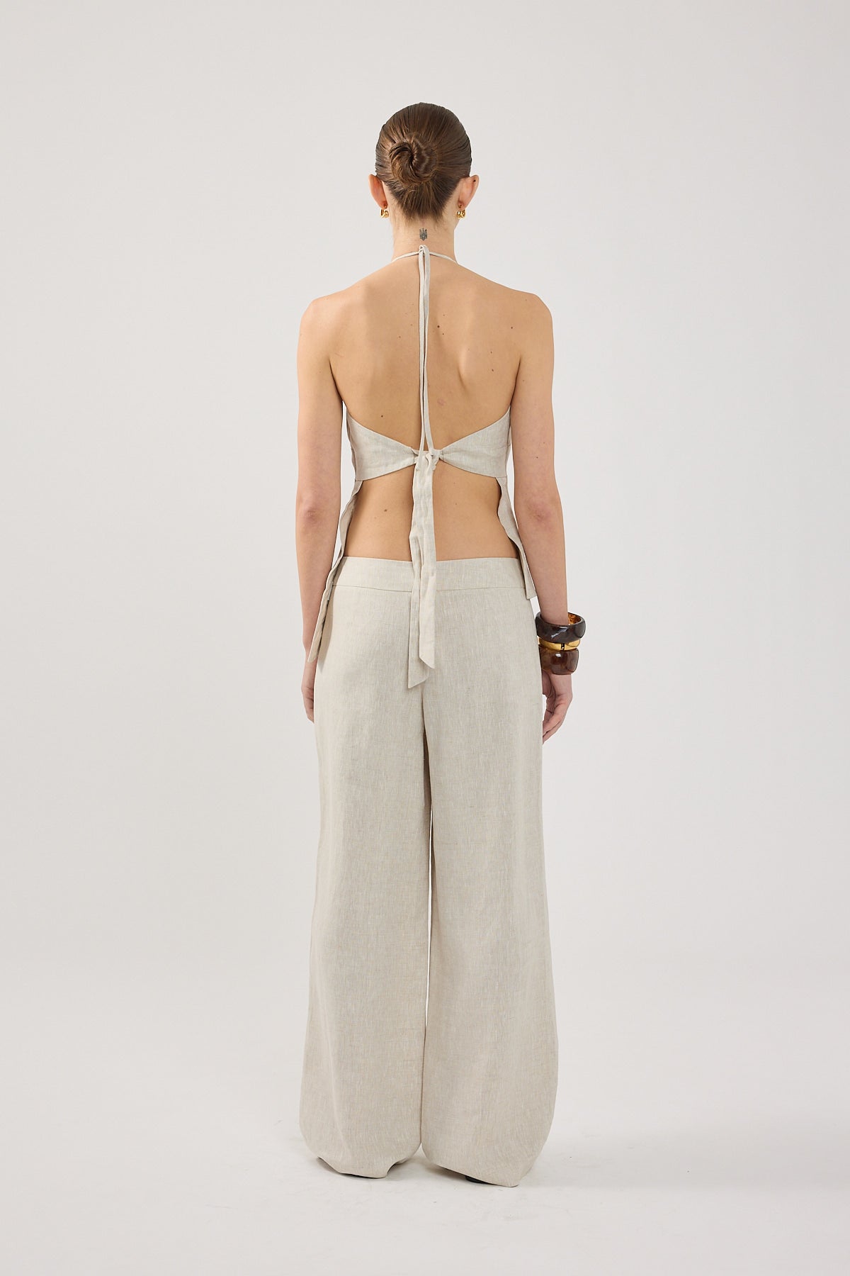 Perfect Stranger Reese Mid Rise Linen Pants Oat