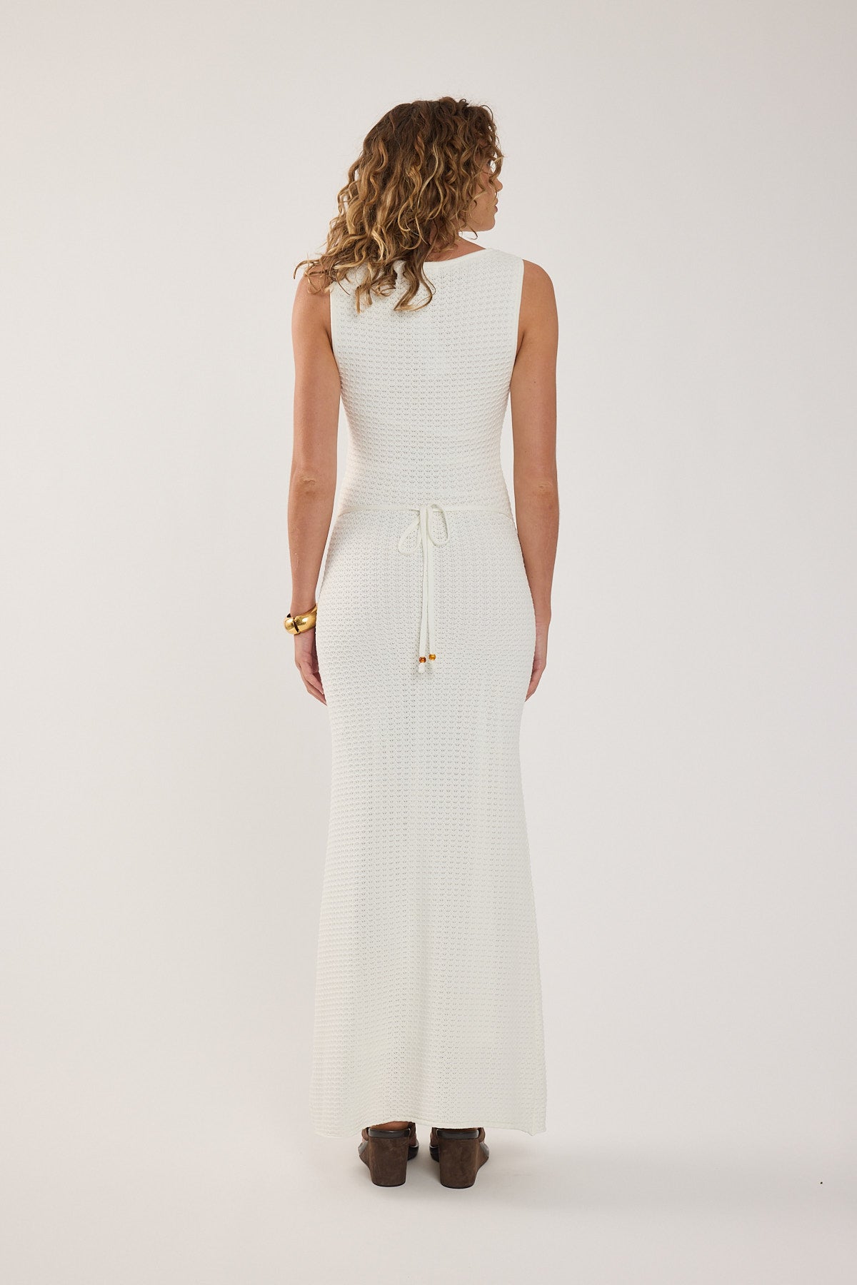 Perfect Stranger Zella Crochet Maxi Dress White