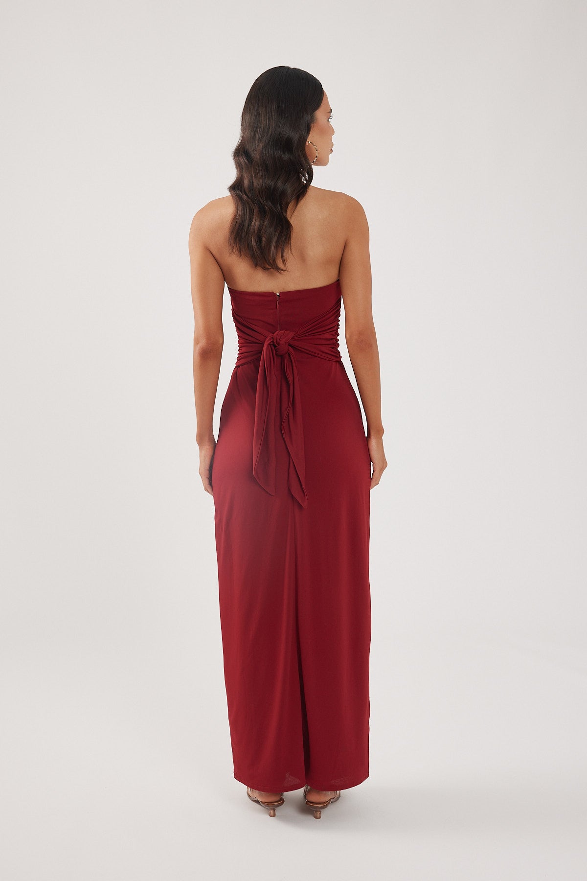 Perfect Stranger Hera Strapless Maxi Dress Burgundy
