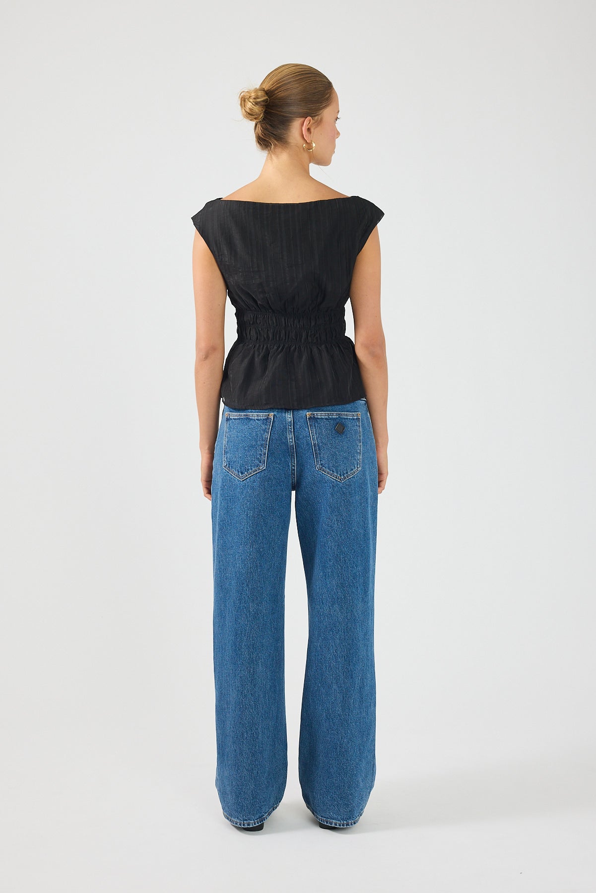 Perfect Stranger Claudette Shirred Top Black