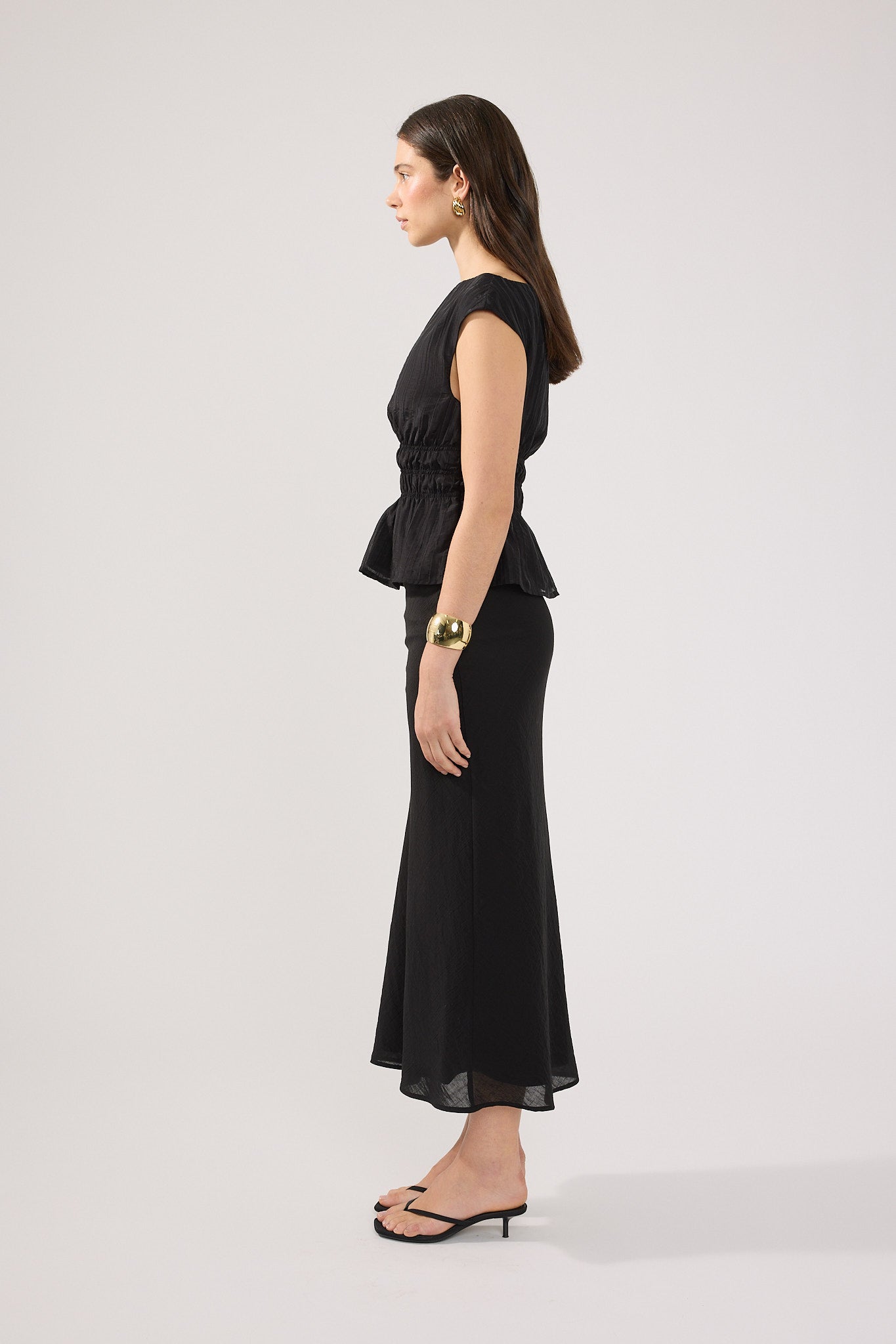 Perfect Stranger Claudette Shirred Top Black