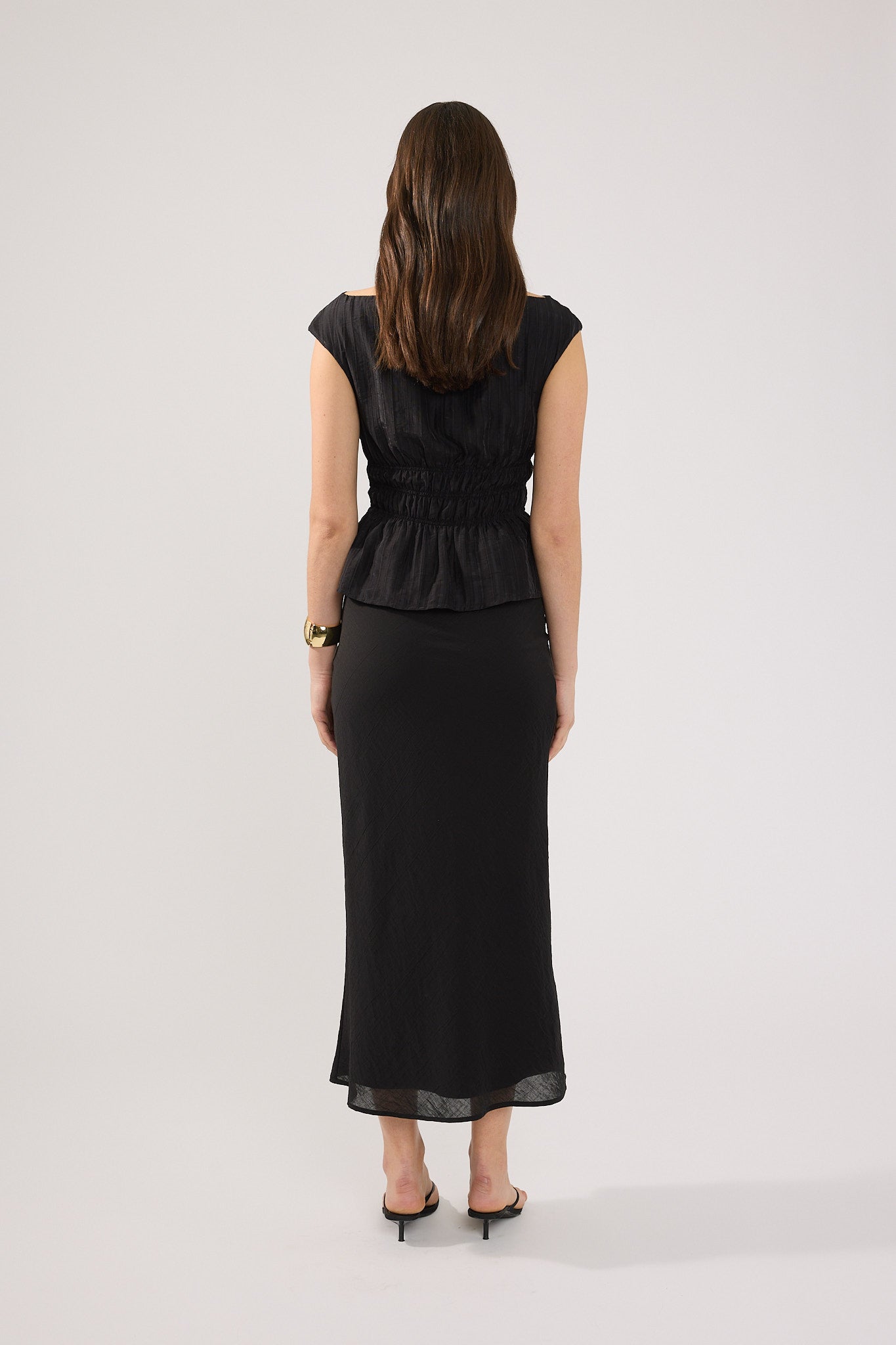 Perfect Stranger Claudette Shirred Top Black