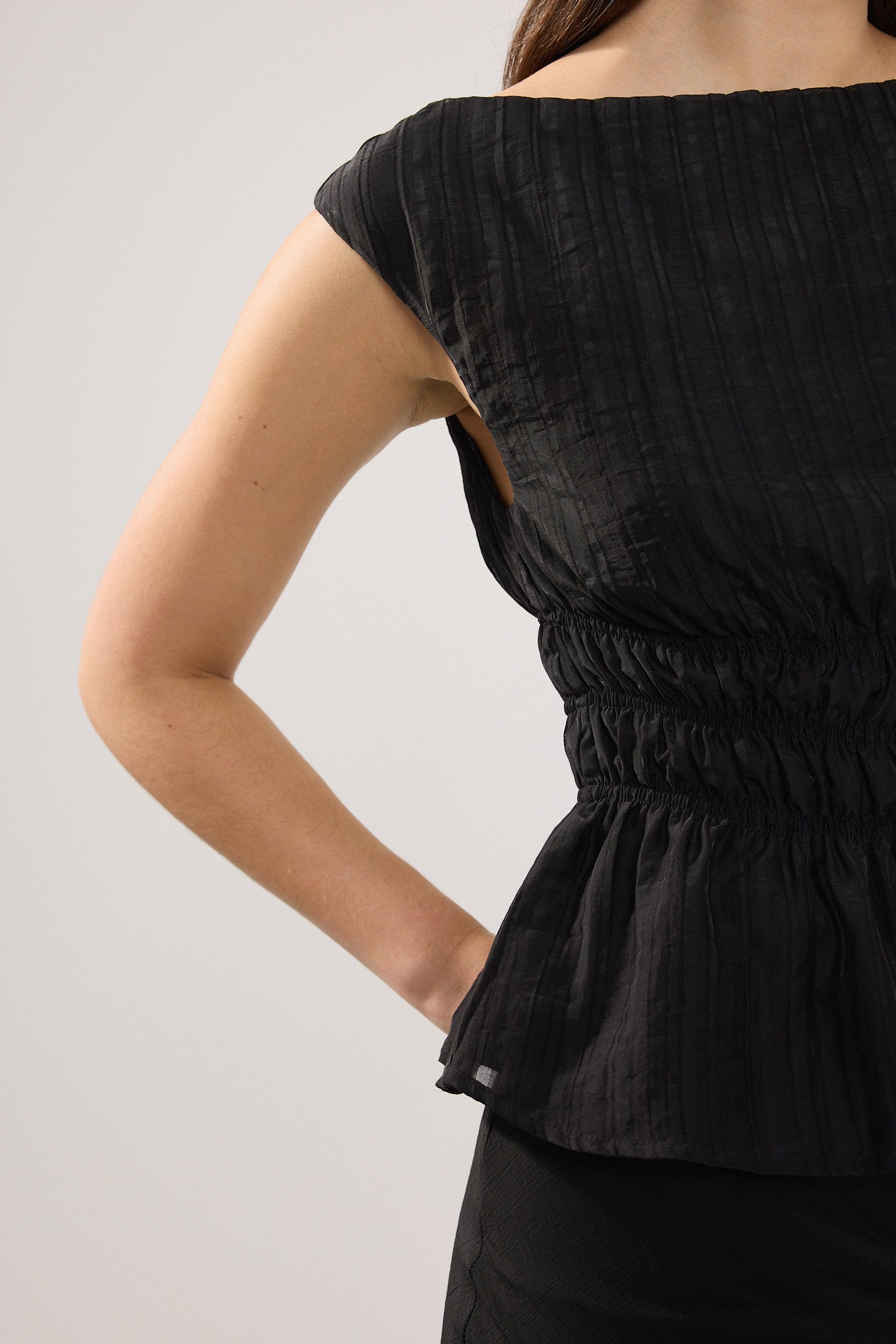 Perfect Stranger Claudette Shirred Top Black