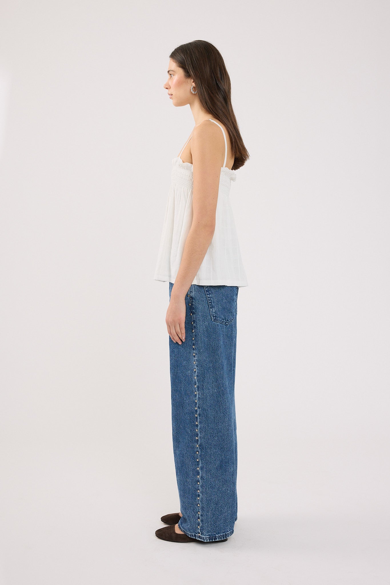 Perfect Stranger Mikey Shirred Top White