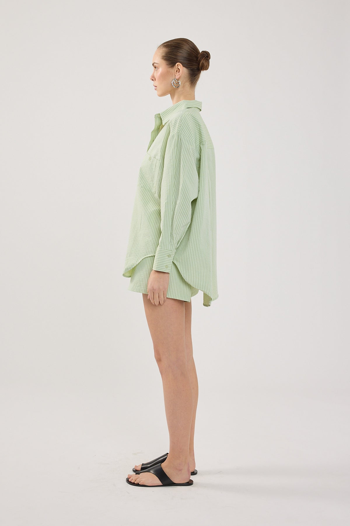 Perfect Stranger Halsey Striped Oversized Shirt Green Stripe