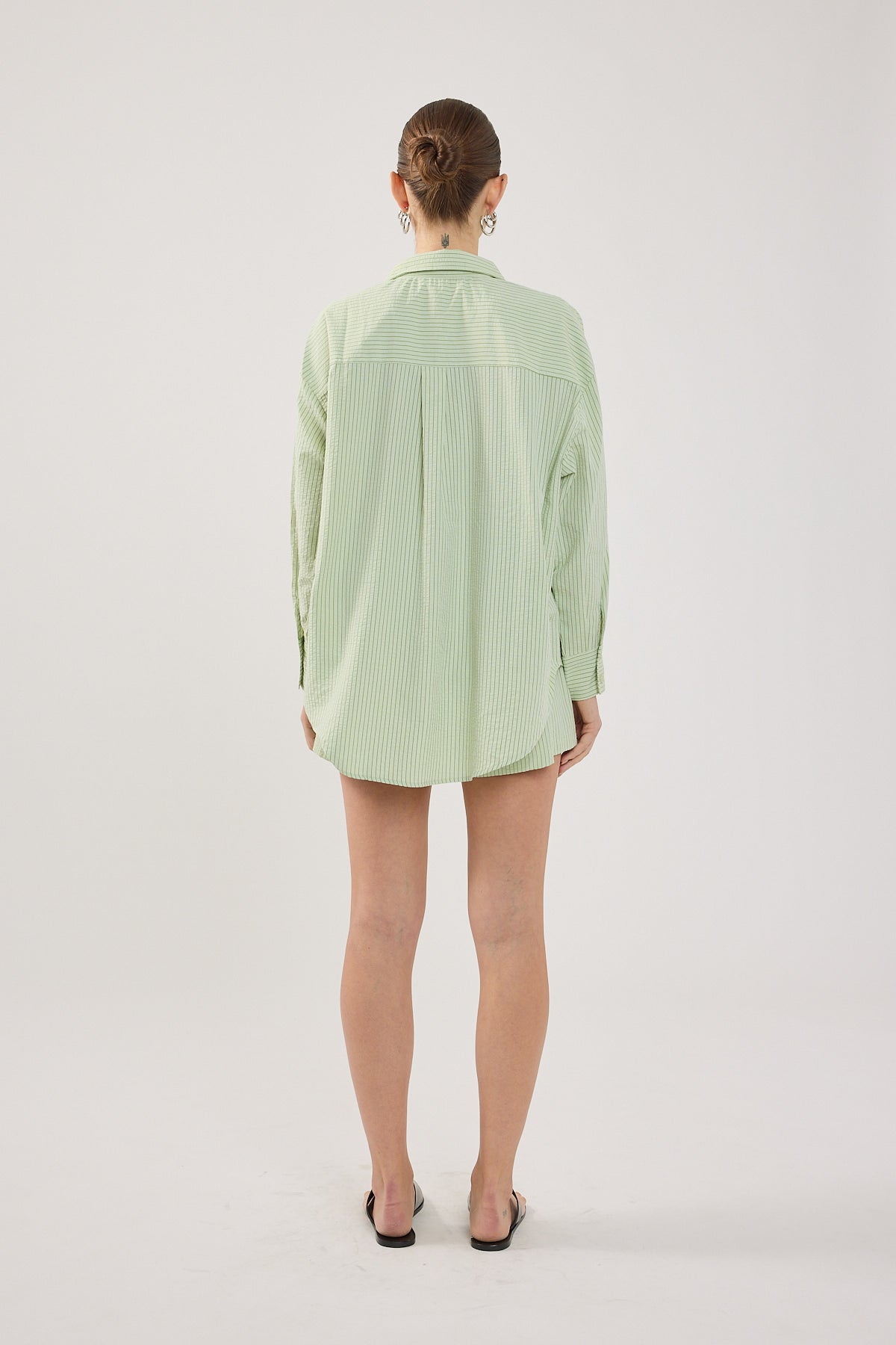 Perfect Stranger Halsey Striped Oversized Shirt Green Stripe