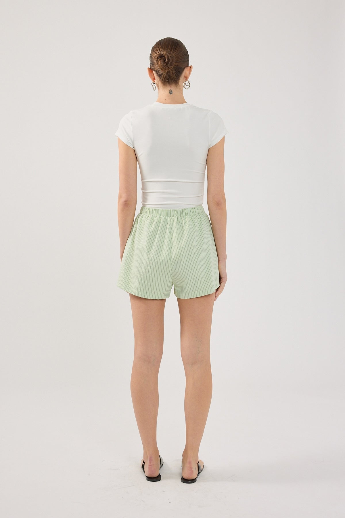 Perfect Stranger Halsey Striped Shorts Green Stripe
