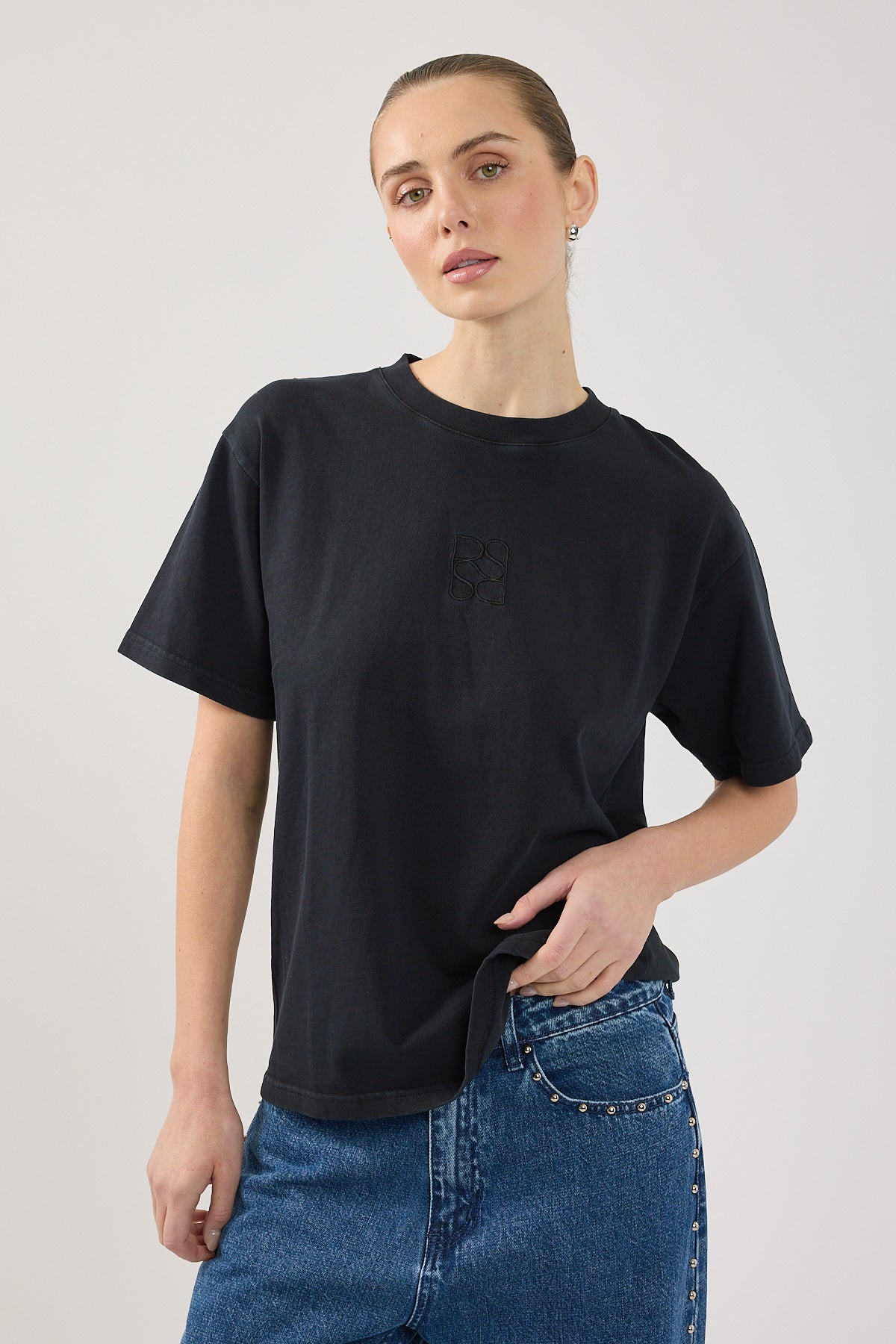 Perfect Stranger Monogram Oversized Tee Washed Black