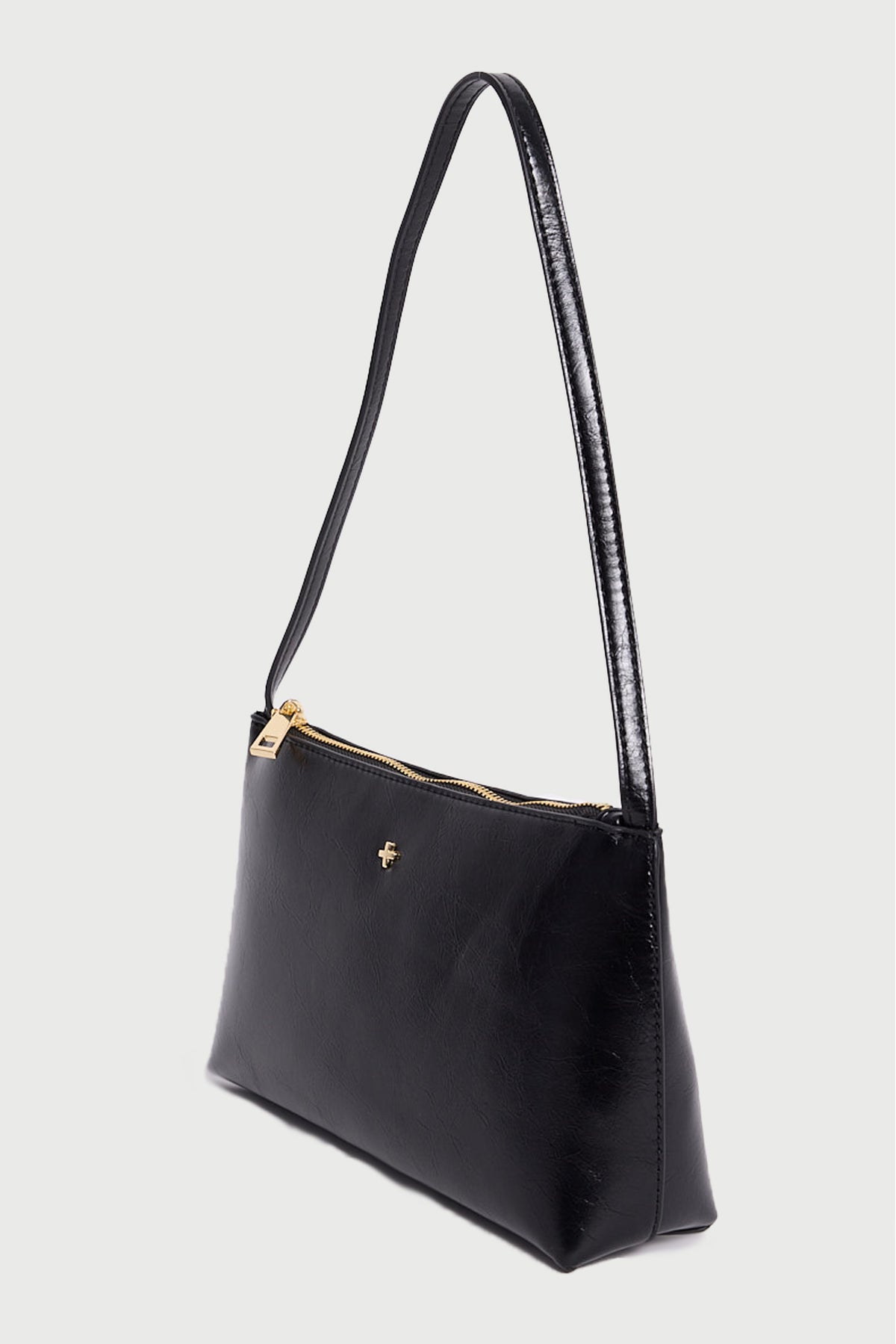 Peta + Jain Monaco Shoulder Bag Black Crinkle/Gold