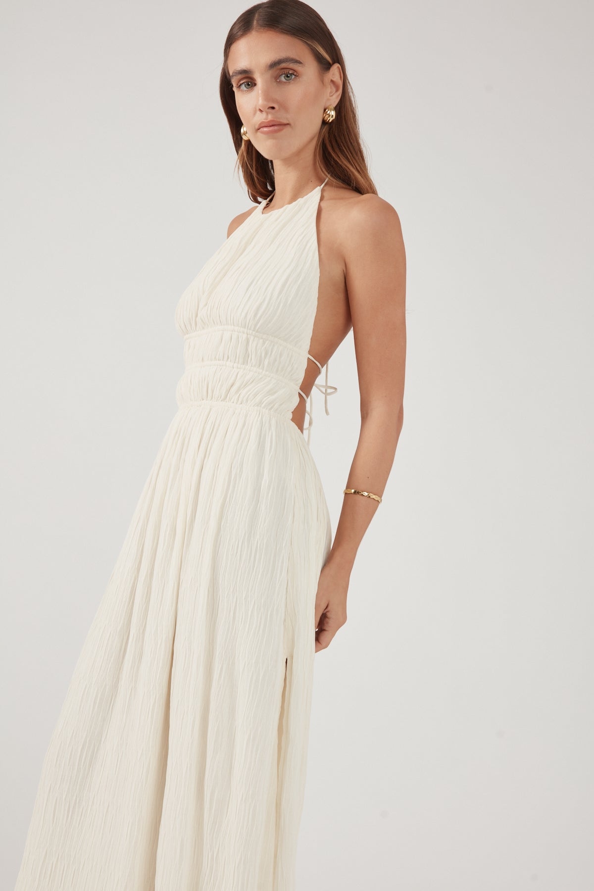 Perfect Stranger Janie Halter Maxi Dress Cream
