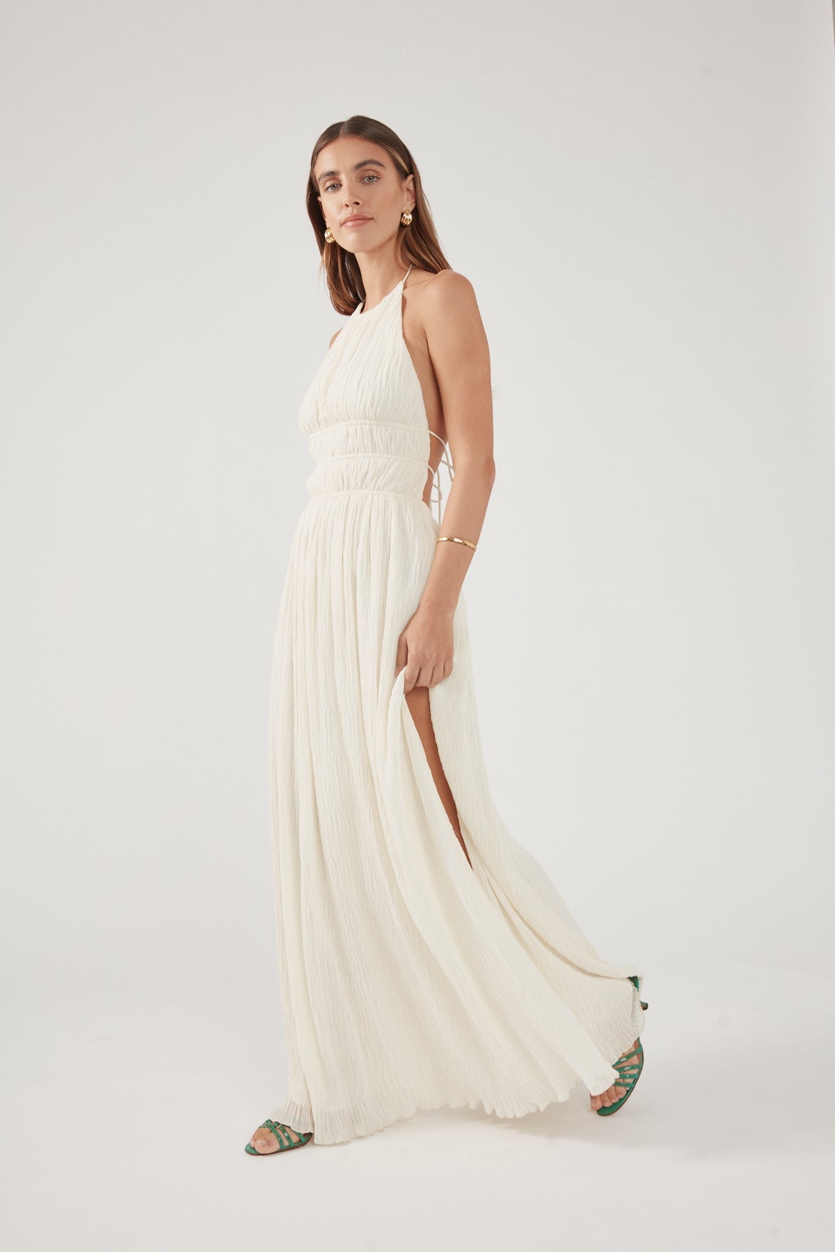 Perfect Stranger Janie Halter Maxi Dress Cream