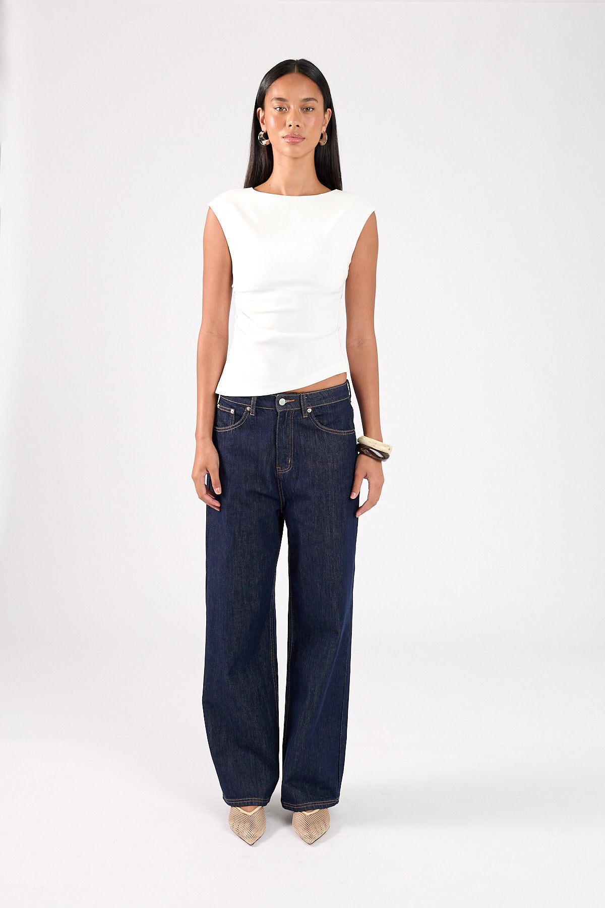 Perfect Stranger Luciana Boat Neck Top White