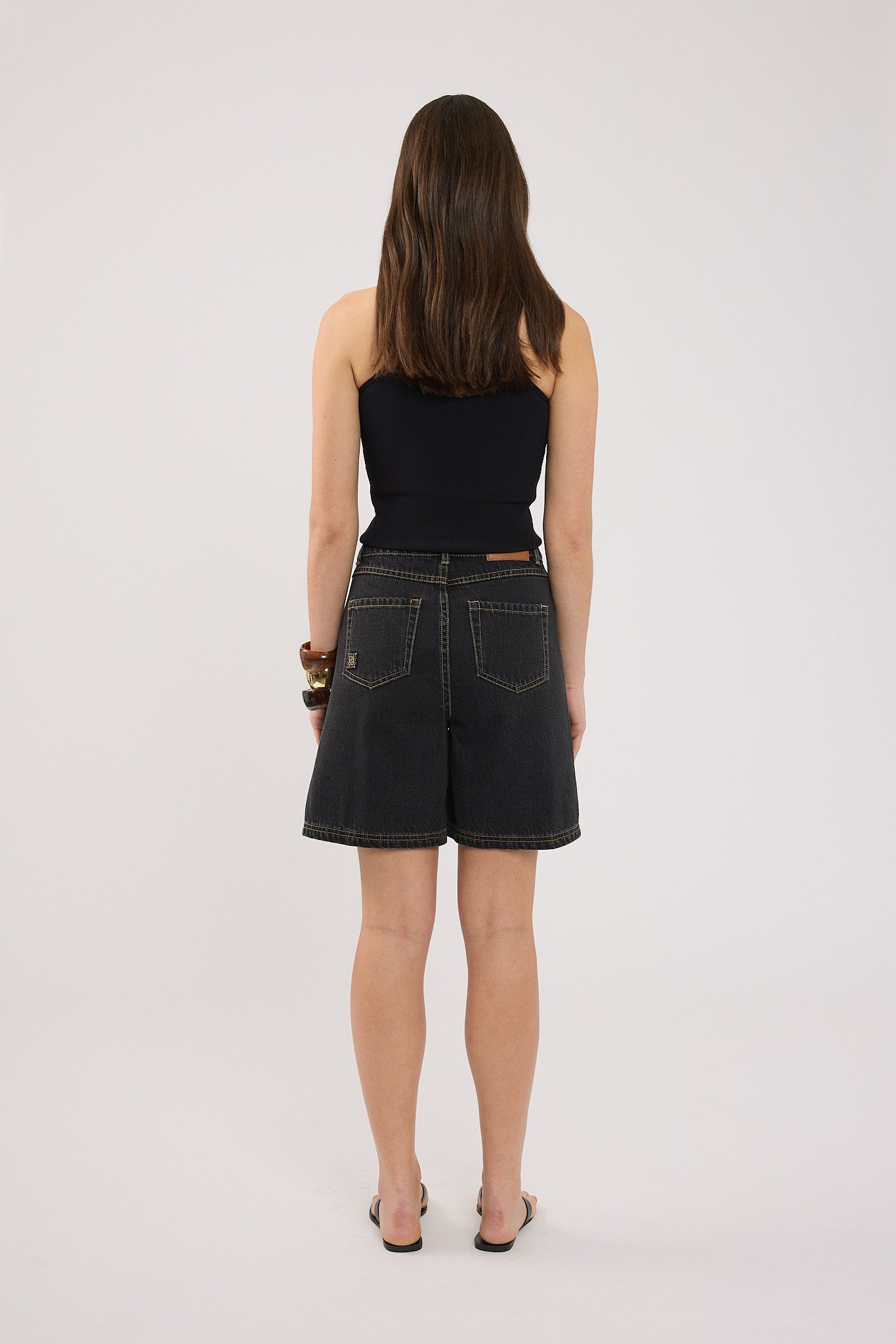 Perfect Stranger Longline Denim Short Washed Grey