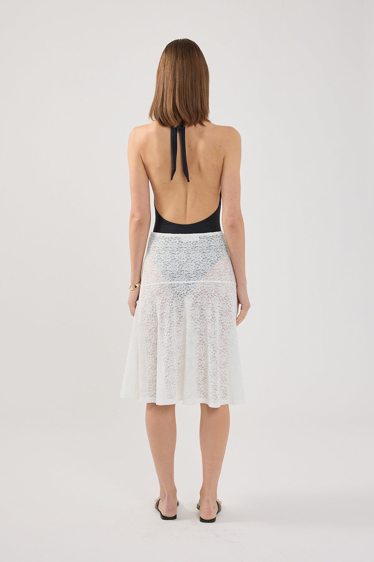 Perfect Stranger Loretta Lace Midi Skirt White