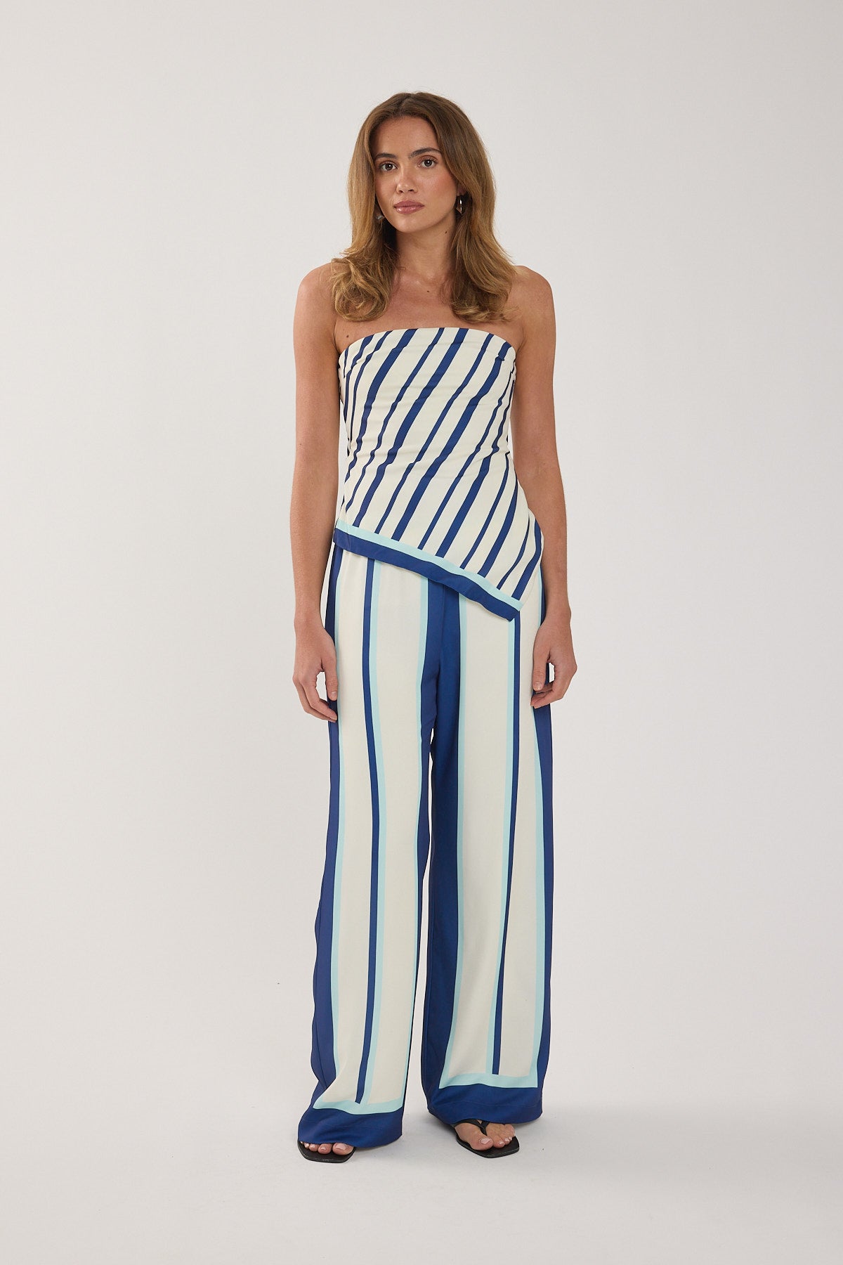 Perfect Stranger Sicily Strapless Top Blue Stripe