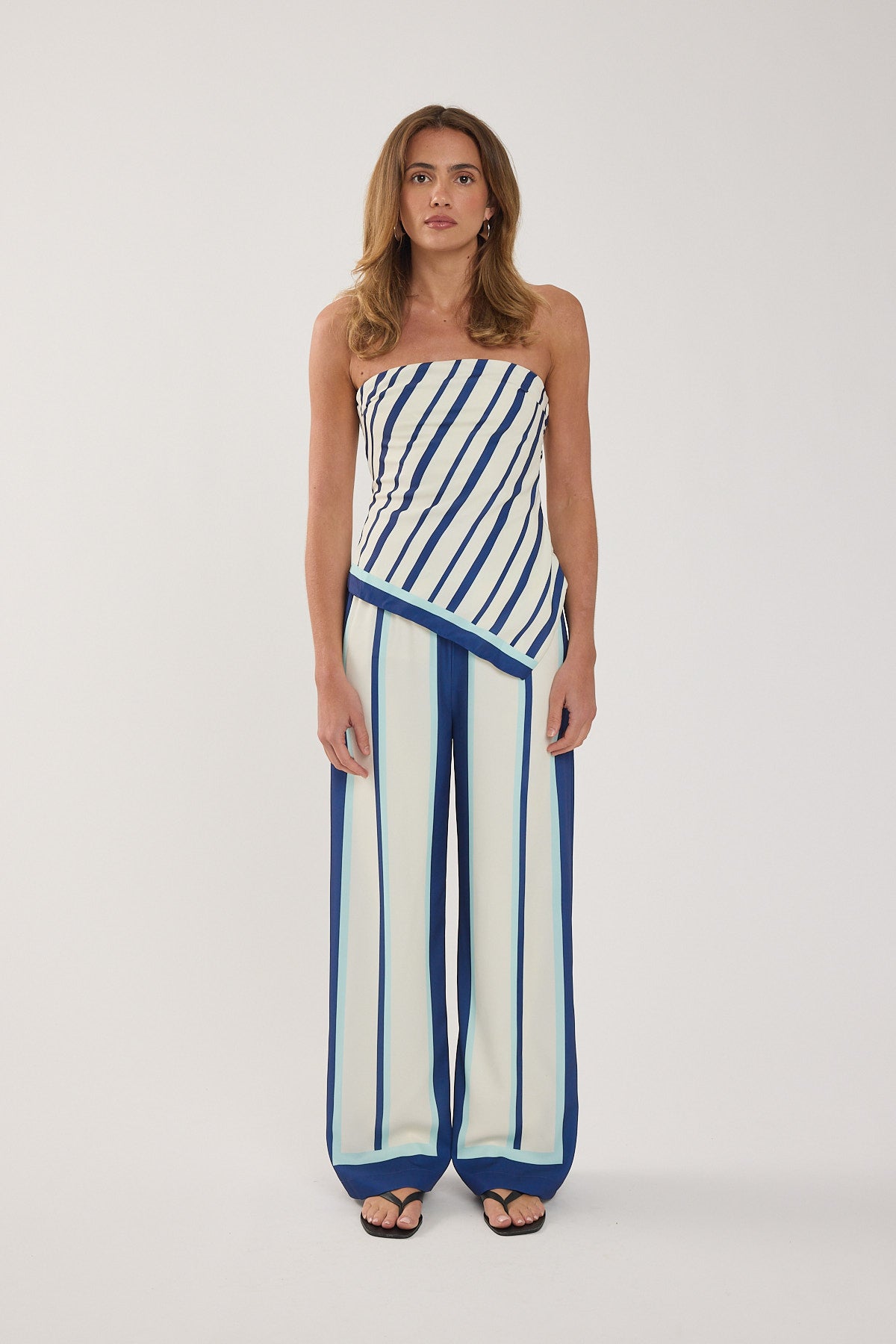 Perfect Stranger Sicily Strapless Top Blue Stripe