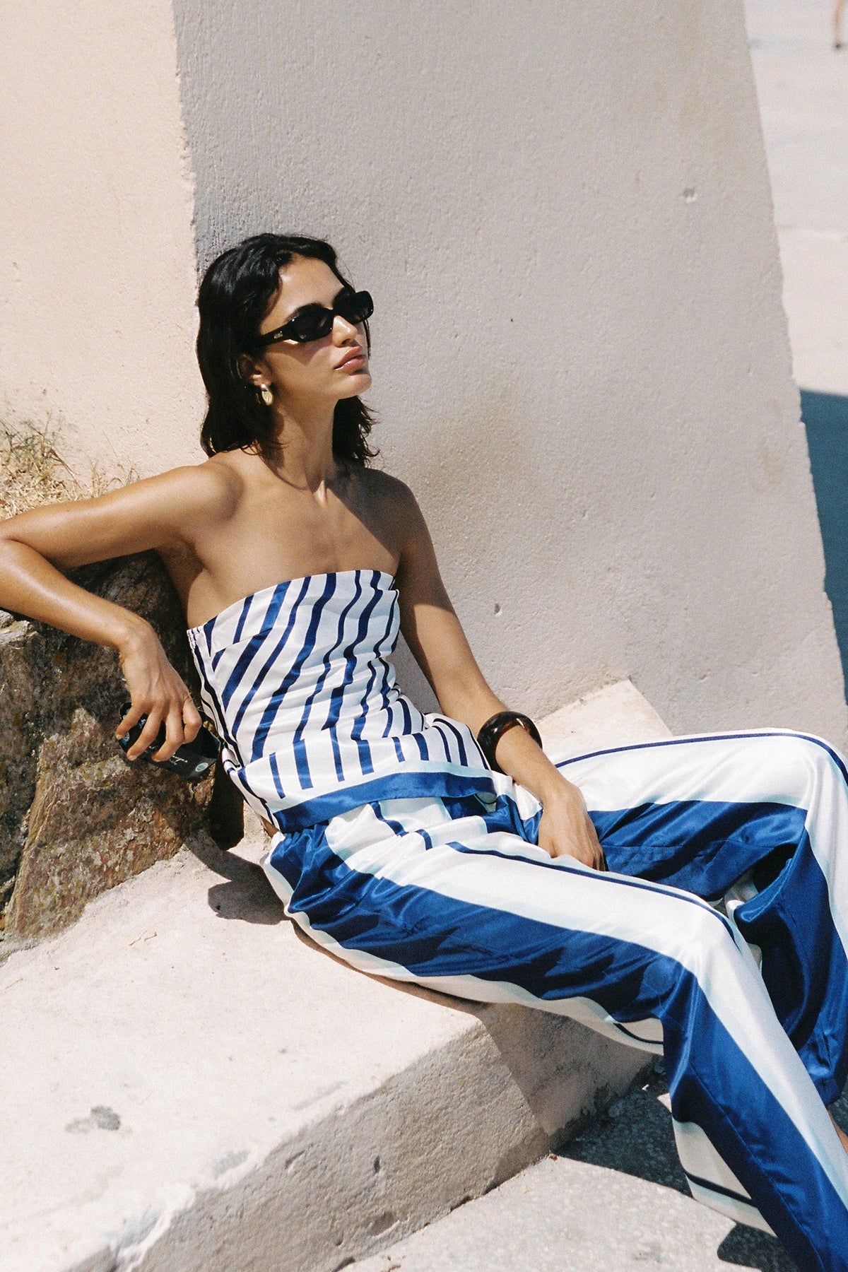 Perfect Stranger Sicily Strapless Top Blue Stripe