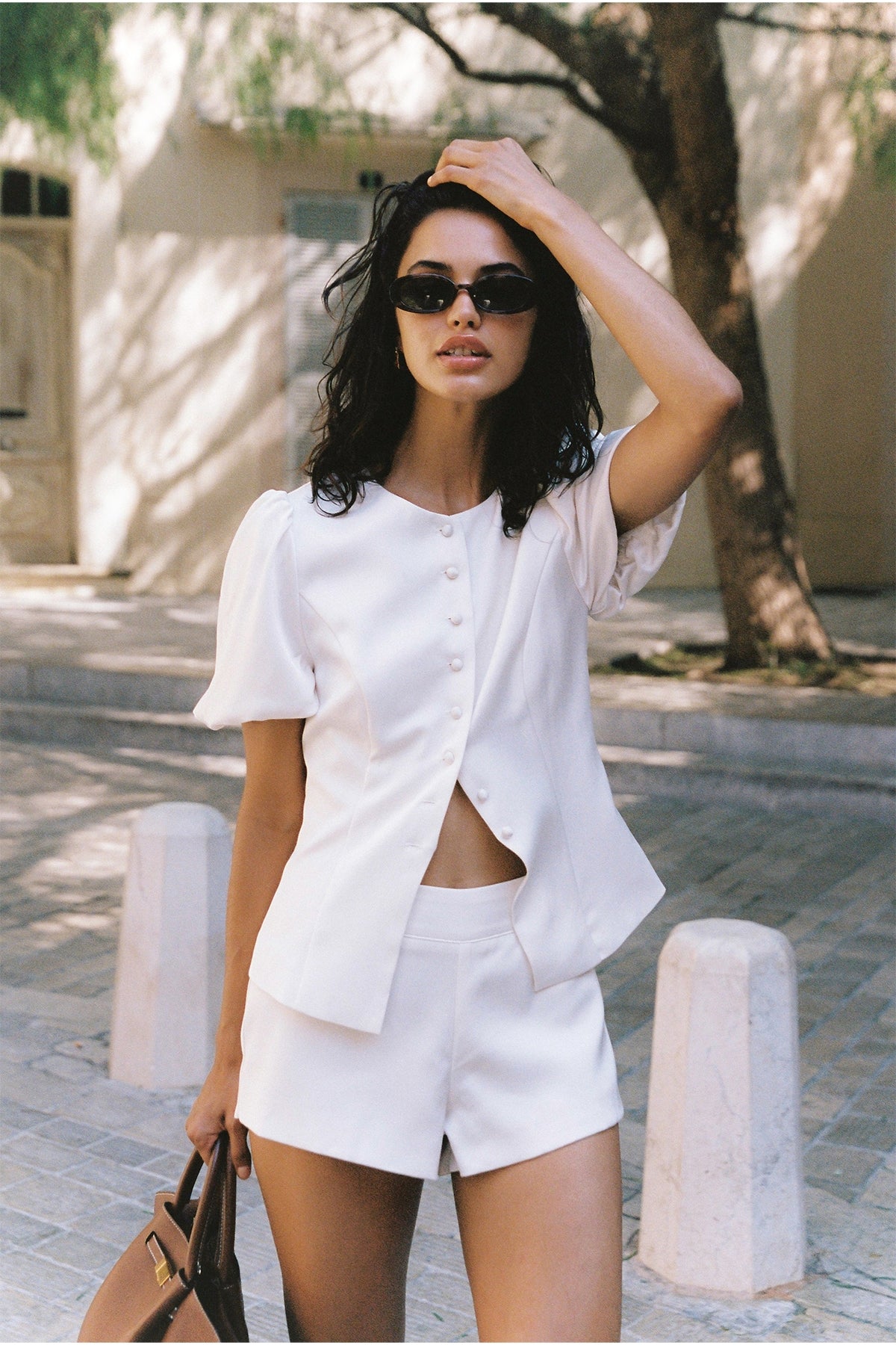 Perfect Stranger Fenella Mid Rise Shorts Off White