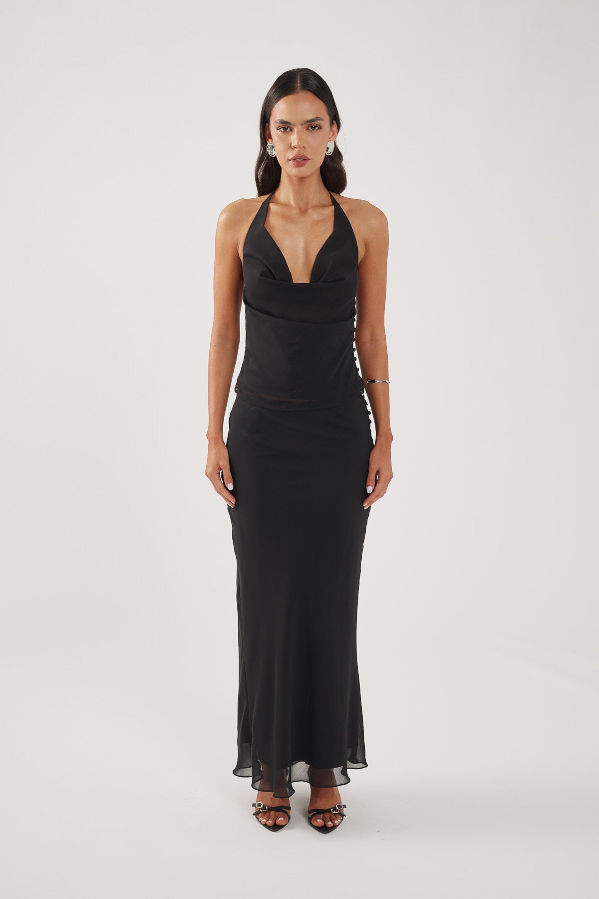 Perfect Stranger Rudi Halter Cowl Top Black