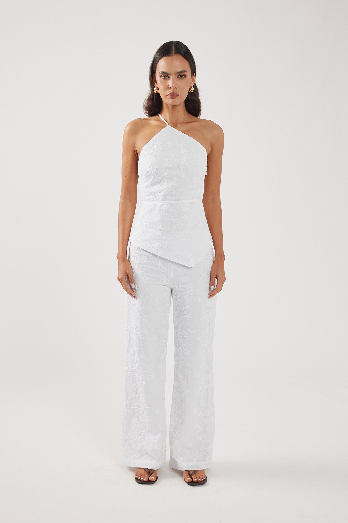 Perfect Stranger Pascal Jacquard Mid Rise Pant White