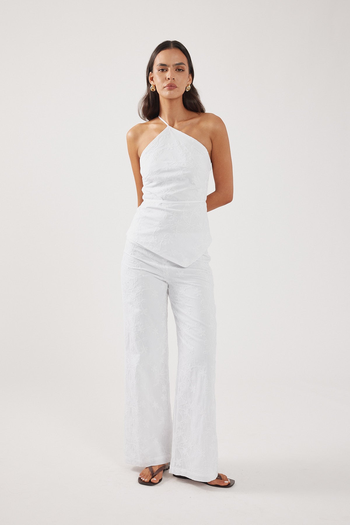 Perfect Stranger Pascal Jacquard Mid Rise Pant White
