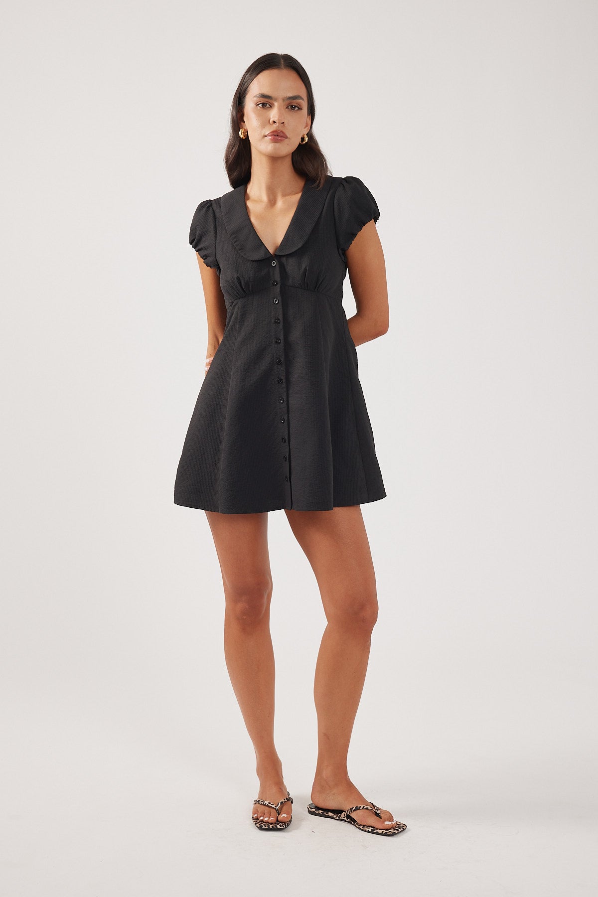 Perfect Stranger Bliana Collar Mini Dress Black