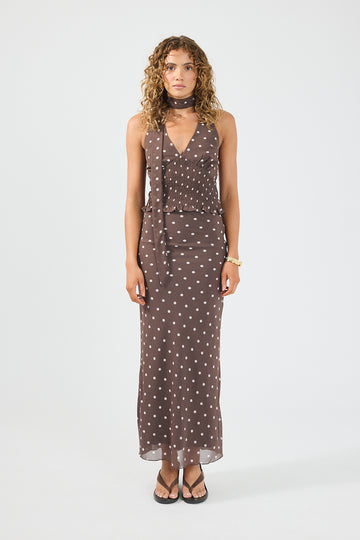 Perfect Stranger Polka Wish Maxi Skirt Brown