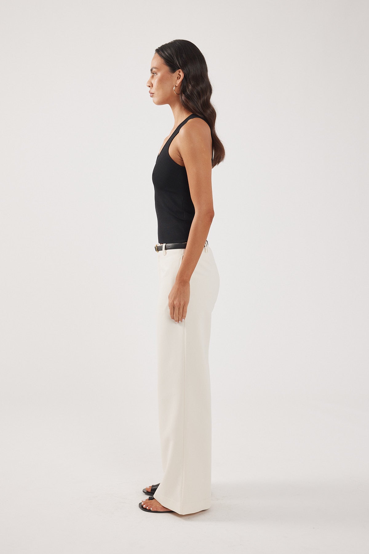 Perfect Stranger Luella Mid Rise Wide Leg Tailored Pant Cream