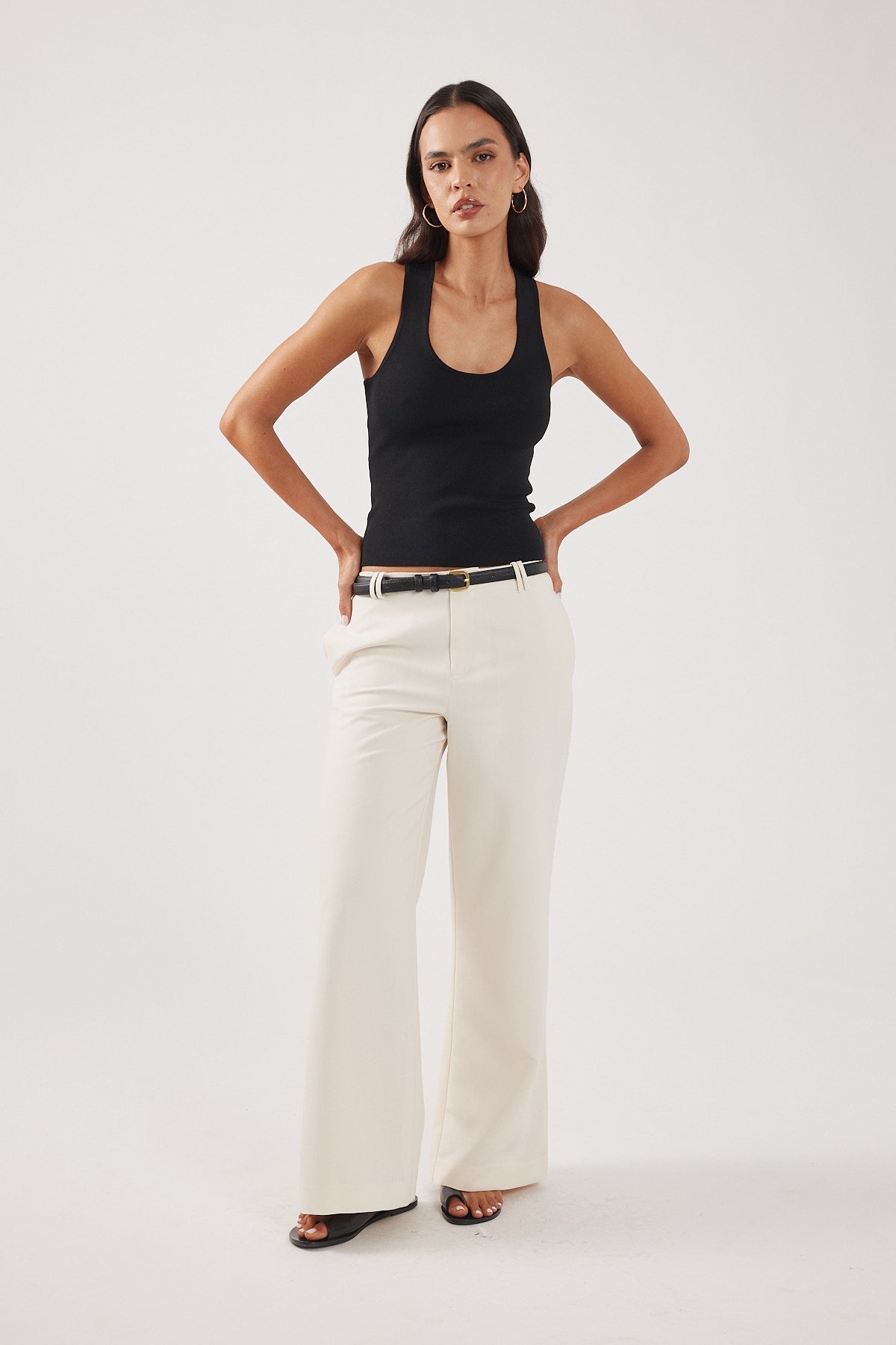 Perfect Stranger Luella Mid Rise Wide Leg Tailored Pant Cream