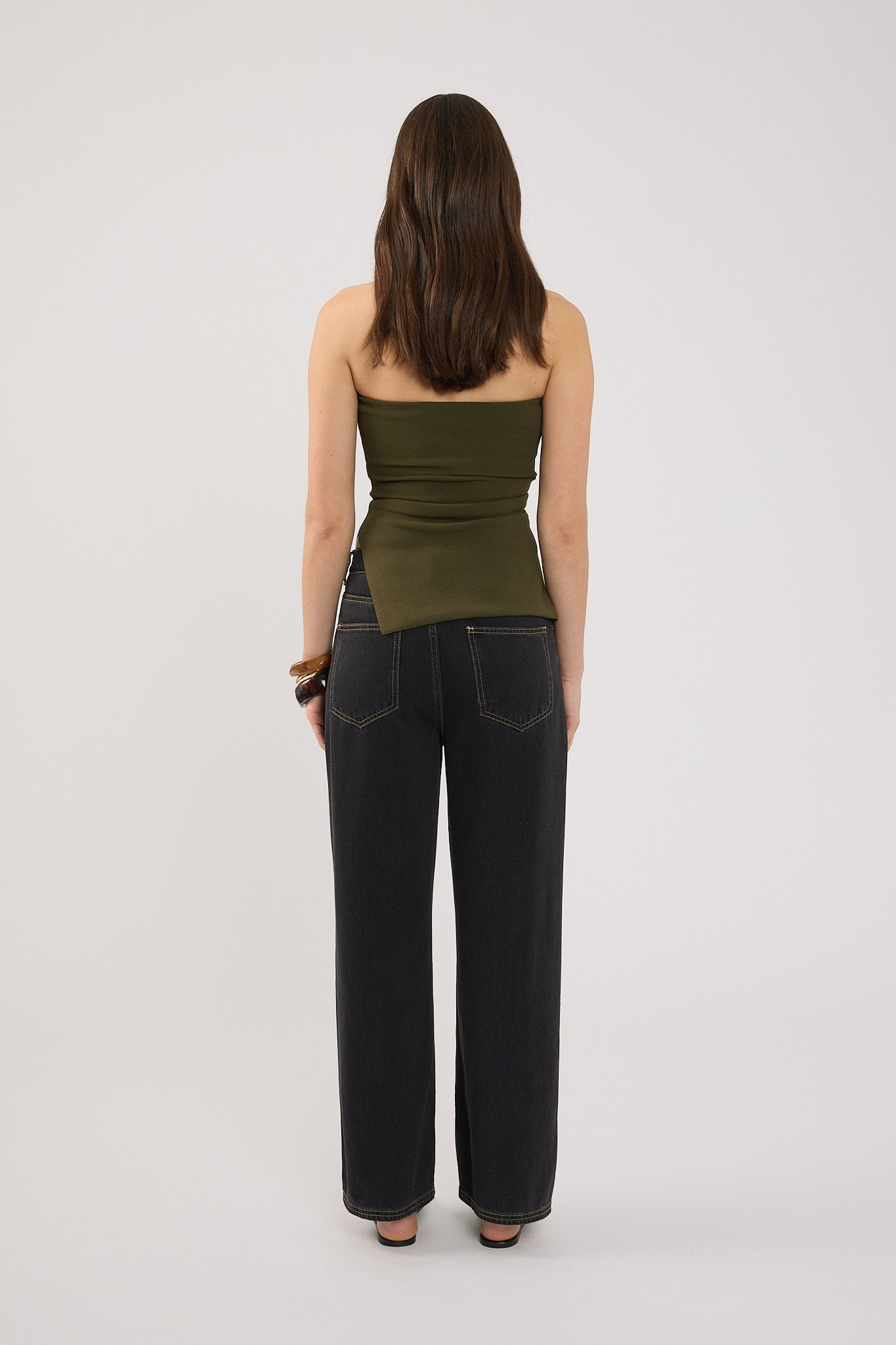 Perfect Stranger Athena Strapless Knit Top Khaki