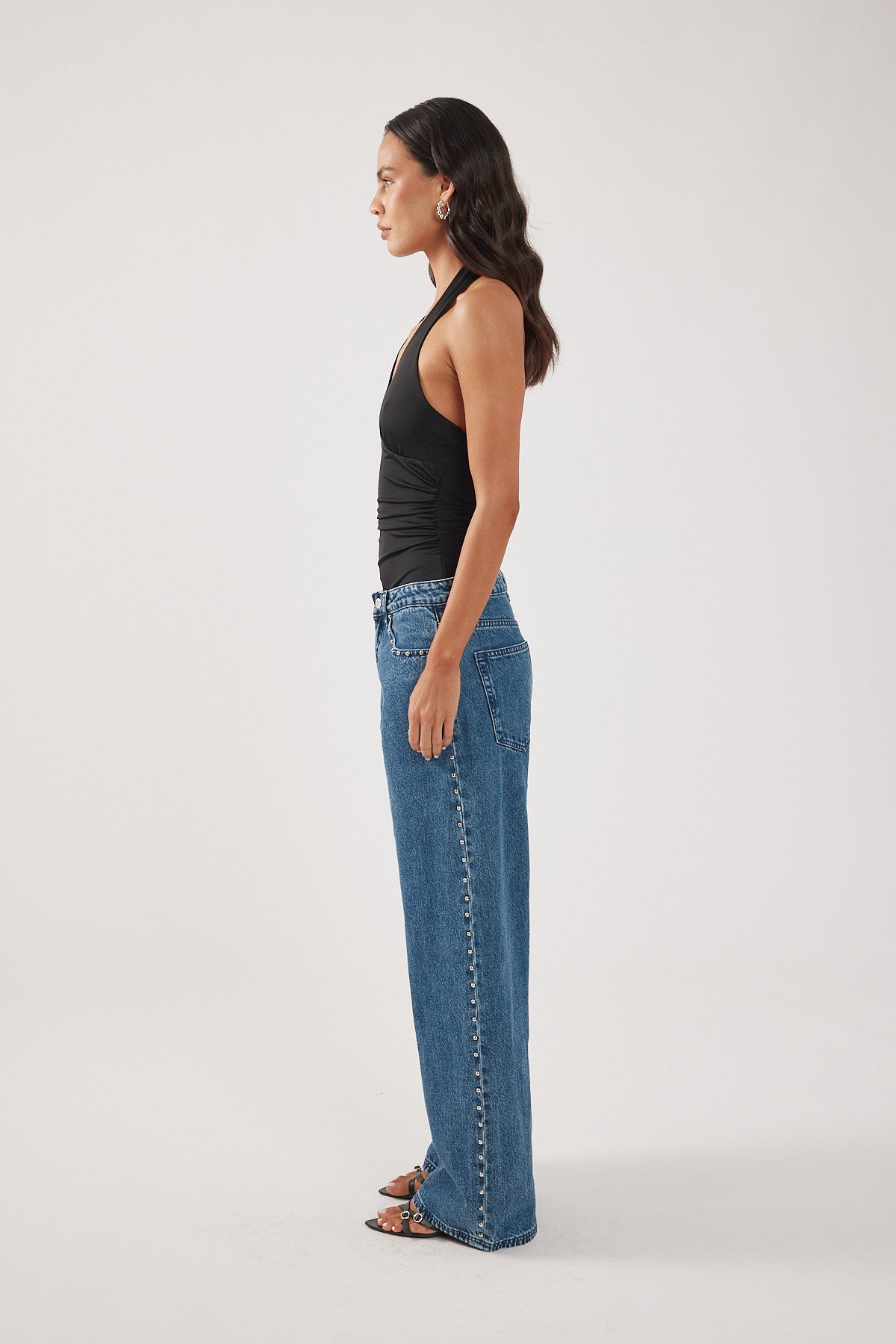 Perfect Stranger Ryder Halter Bodysuit Black