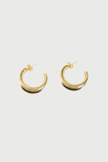 Perfect Stranger Oak Hoop Earings 18k Gold